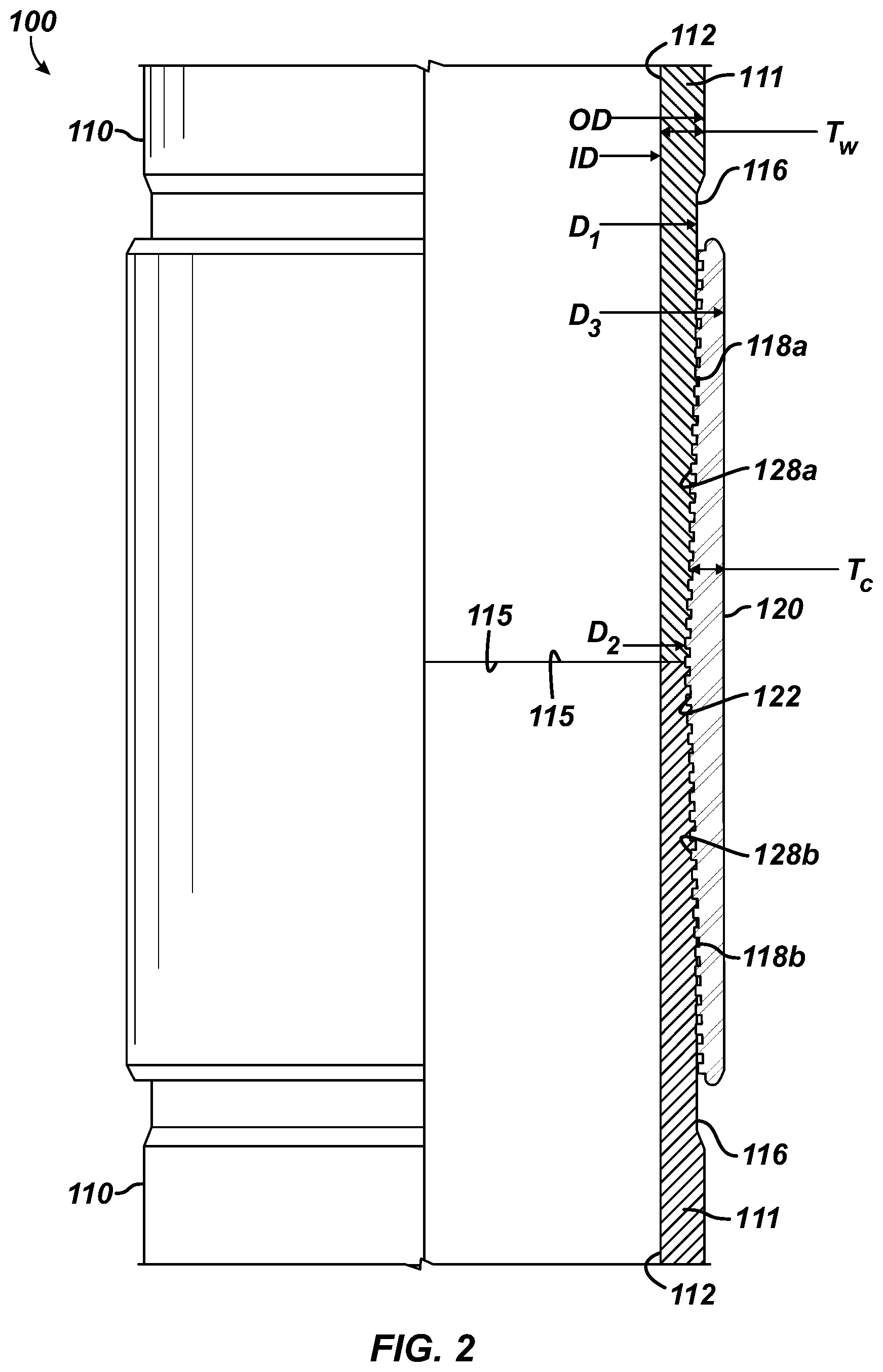 Patent US12492761 Figure 2 – Coupled connection for tight clearance casing strings in oil and gas wells