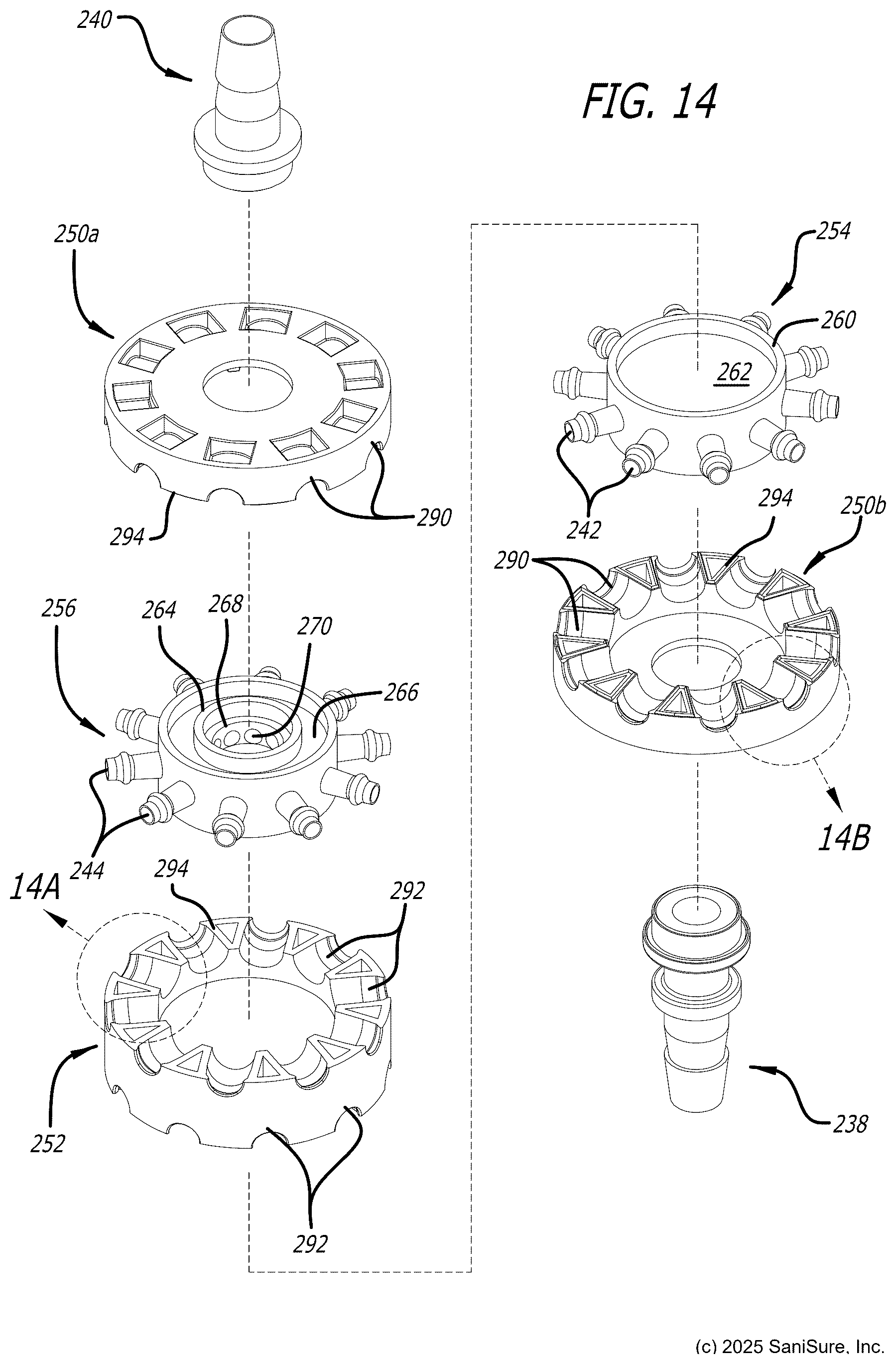 Patent US12492772 Figure 7 – Fluid distribution junctions and assembly methods