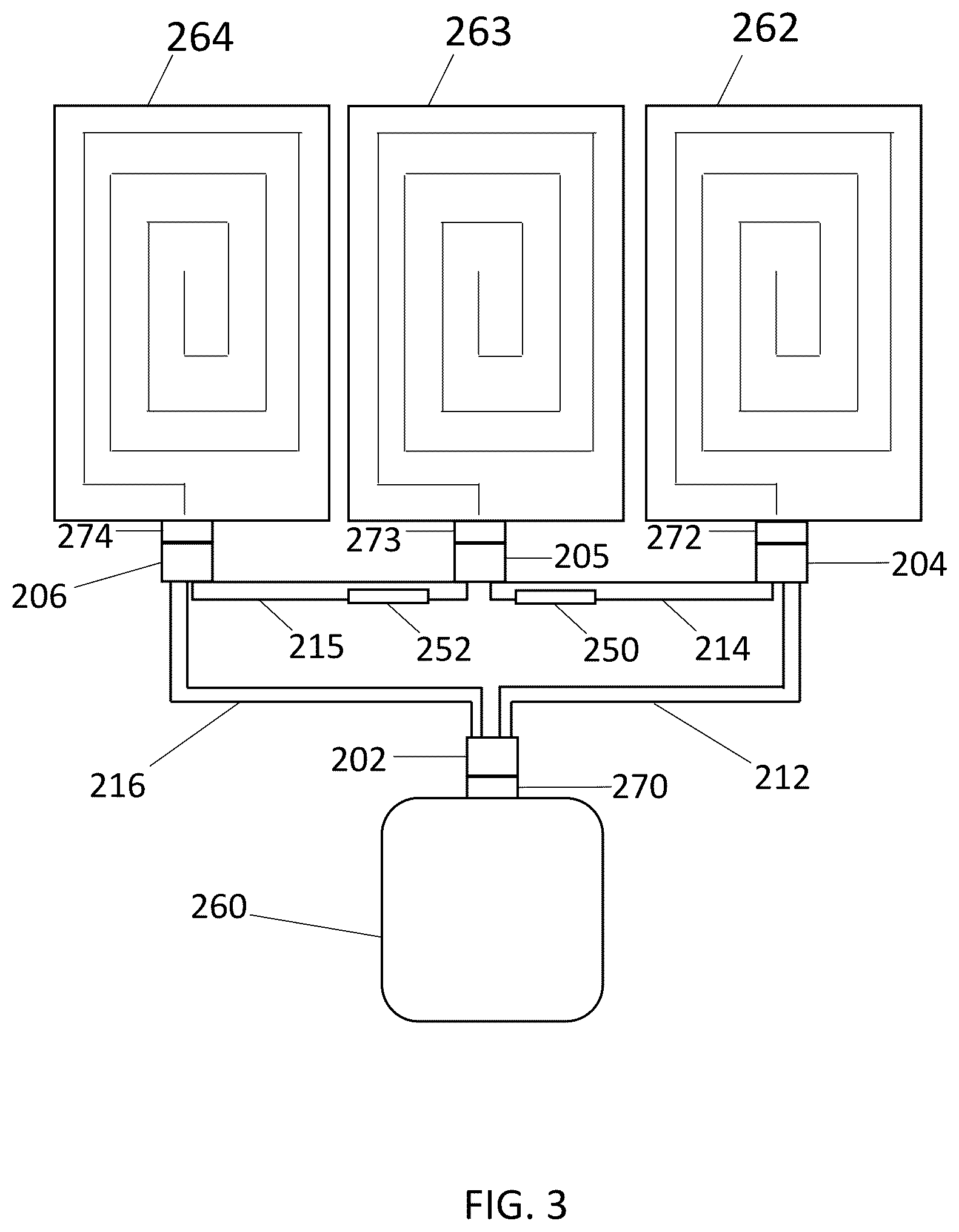 Patent US12492773 Figure 3 – Wye connector for a plurality of devices connected to a fluid source