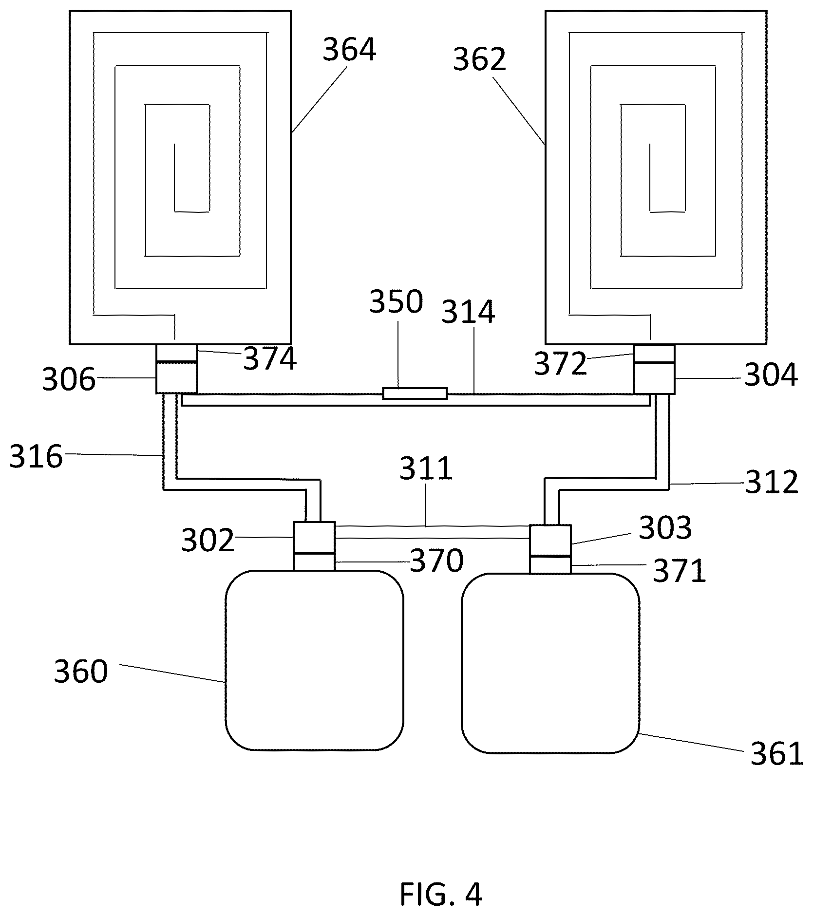 Patent US12492773 Figure 4 – Wye connector for a plurality of devices connected to a fluid source