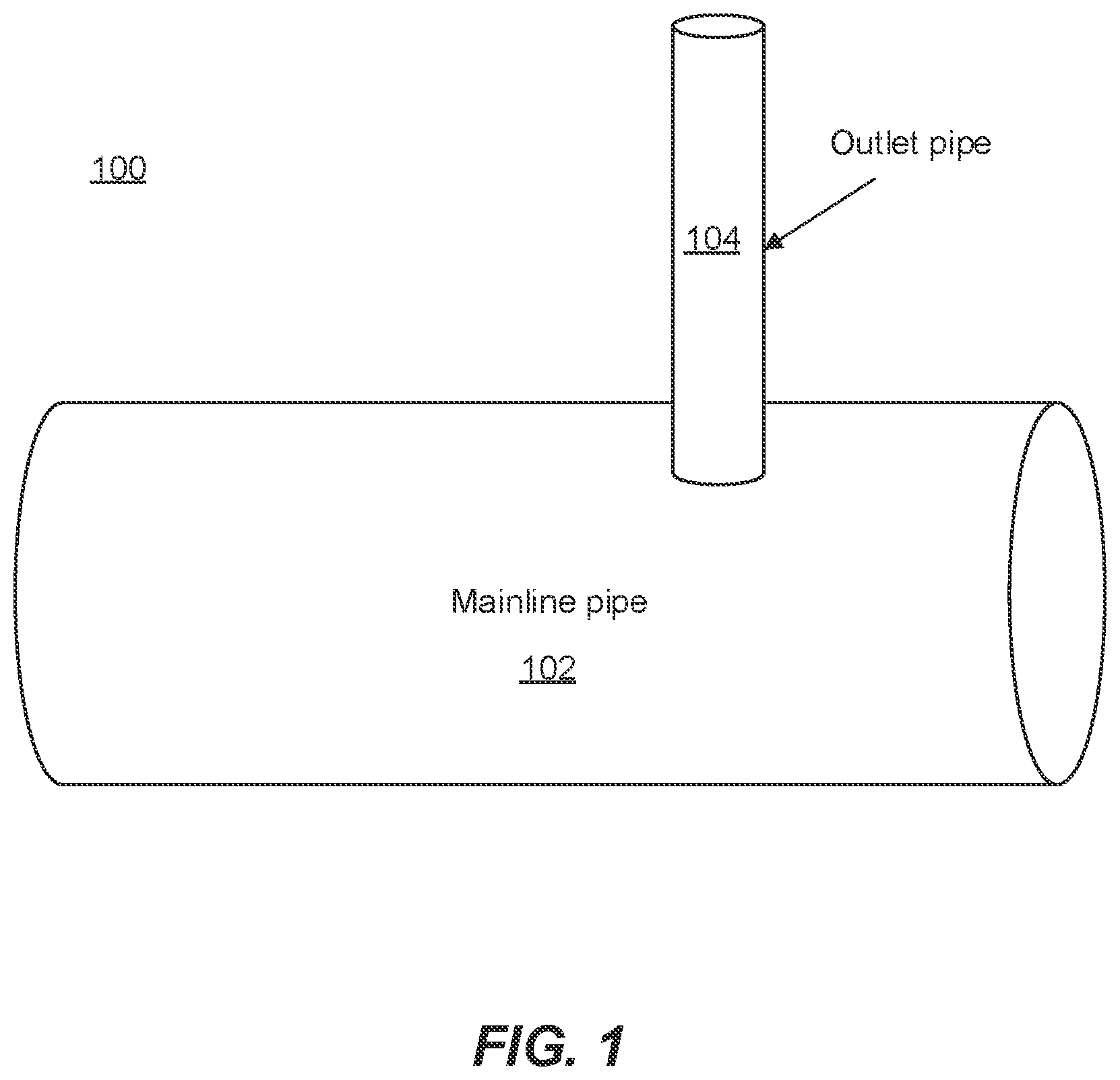 Patent US12492774 Figure 1 – Connector for mainline pipe and outlet pipe