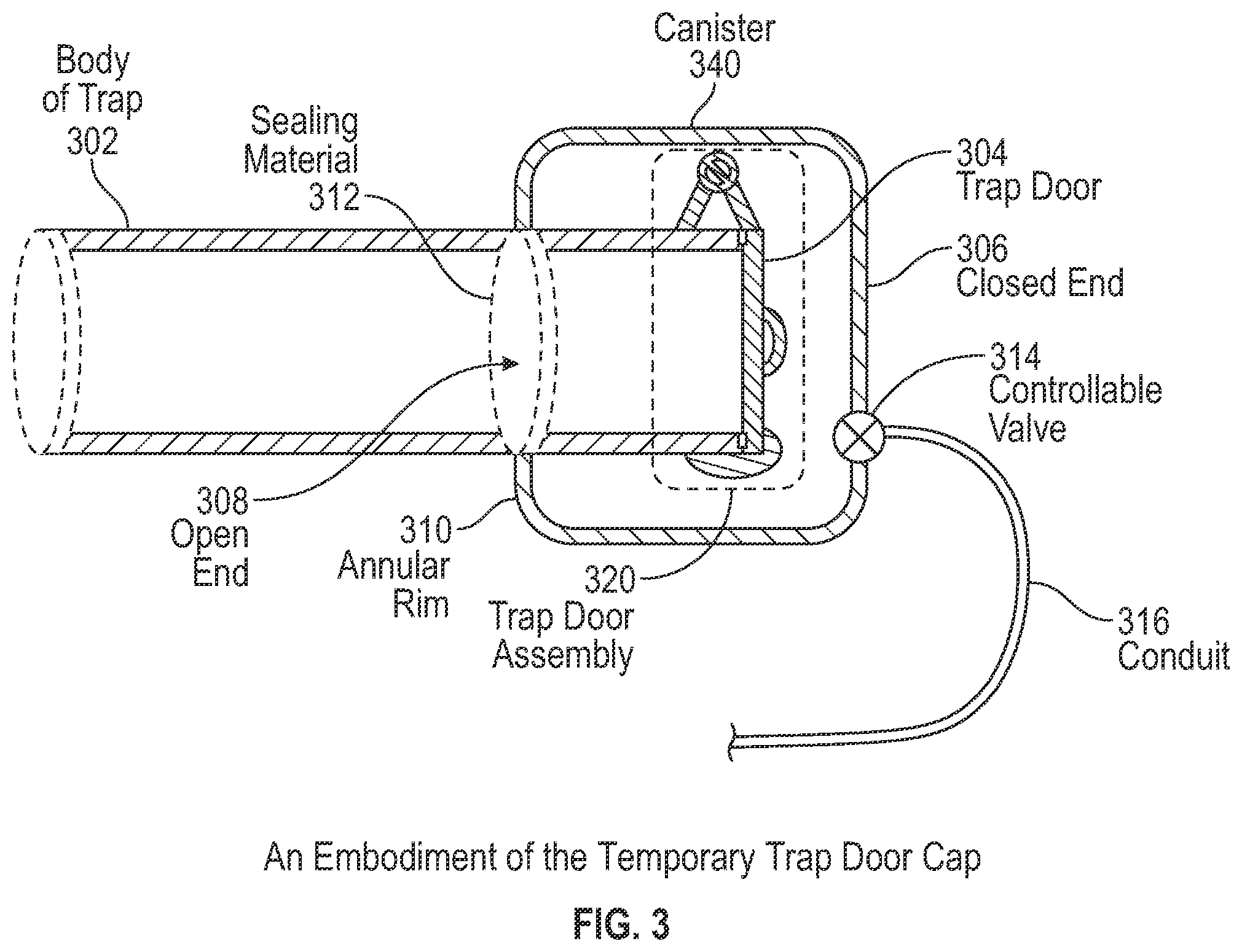 Patent US12492775 Figure 3 – Temporary trap door cap