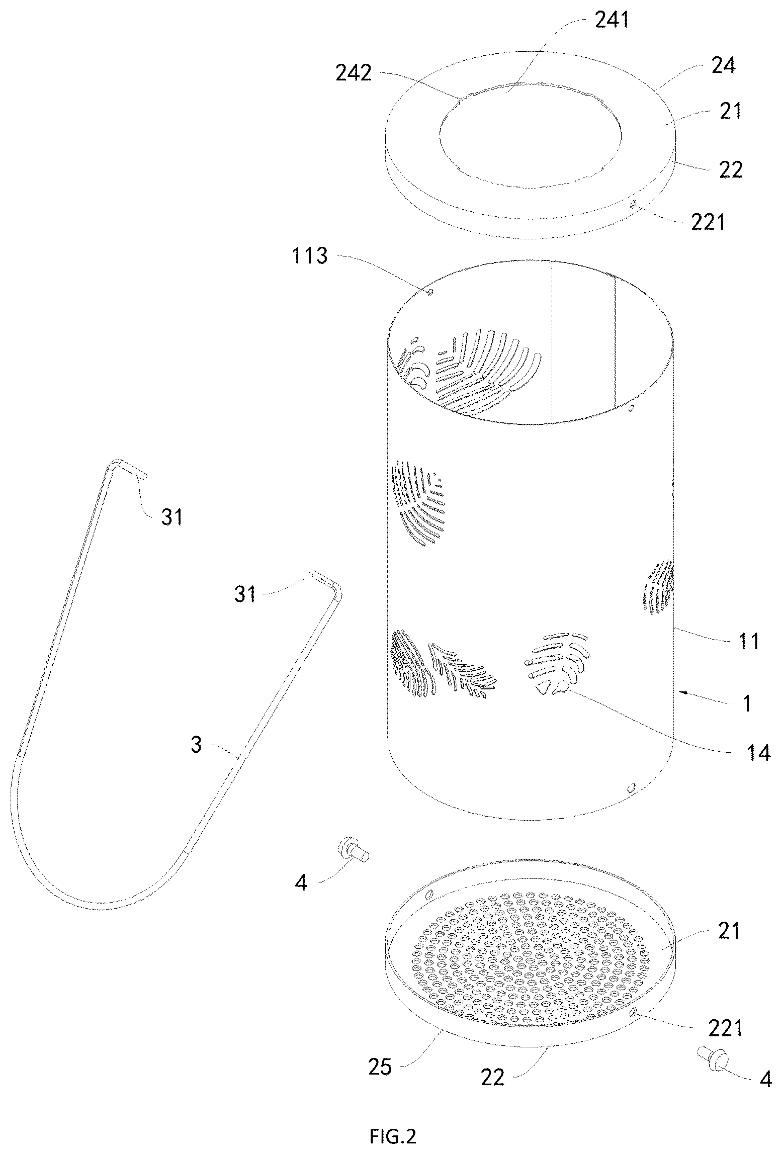 Patent US12492800 Figure 2 – Detachable and foldable assembled metal lamp shade