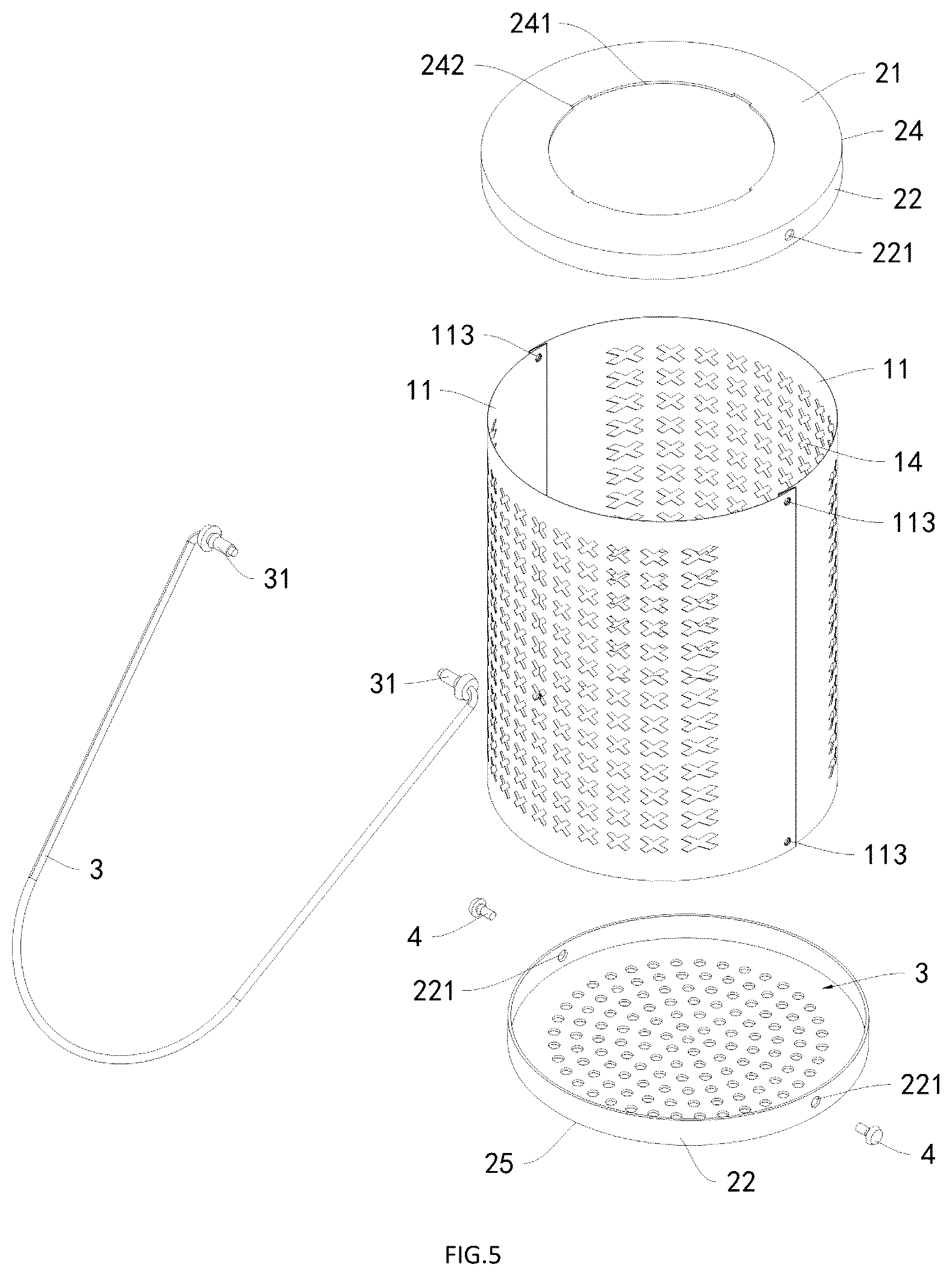 Patent US12492800 Figure 5 – Detachable and foldable assembled metal lamp shade