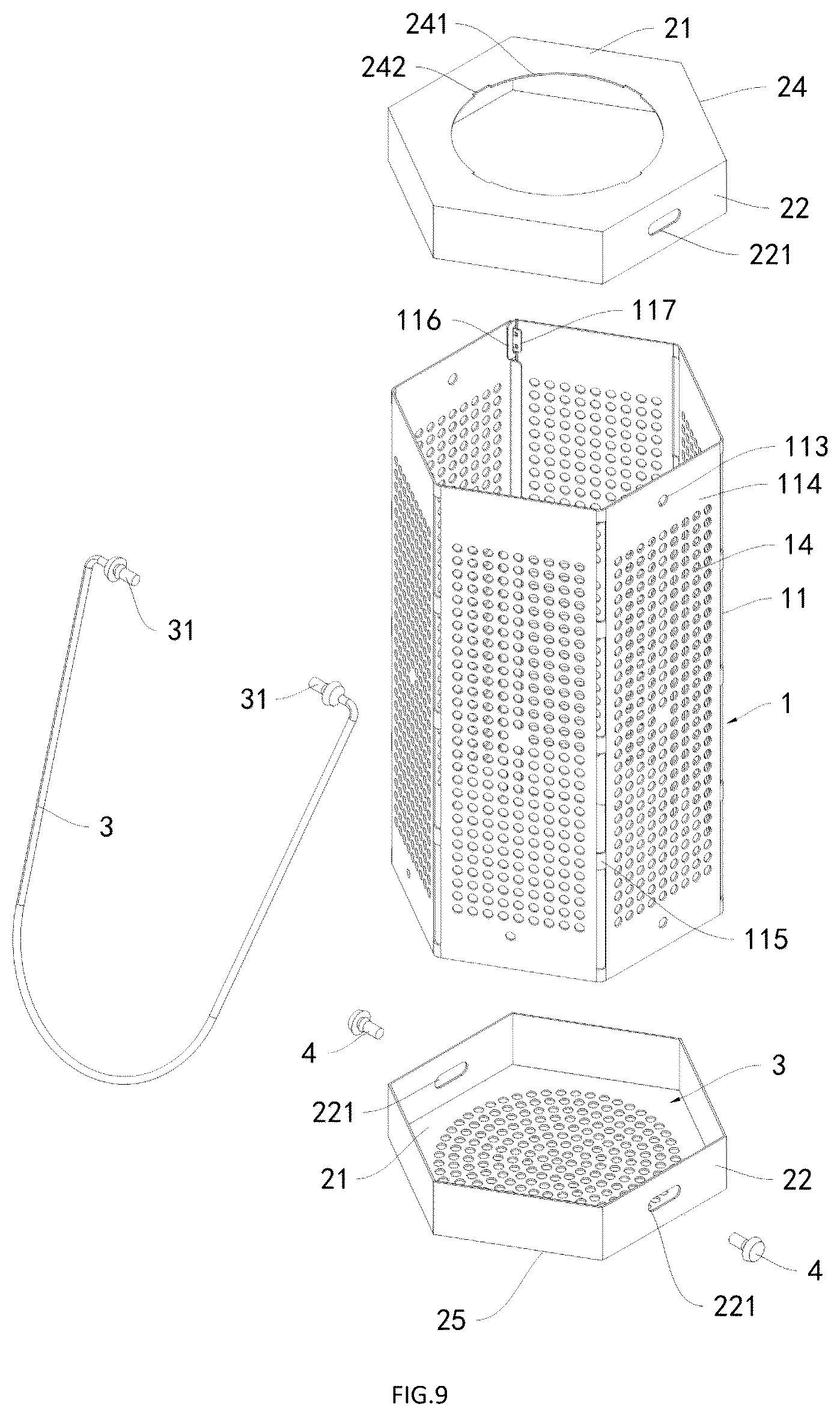 Patent US12492800 Figure 9 – Detachable and foldable assembled metal lamp shade