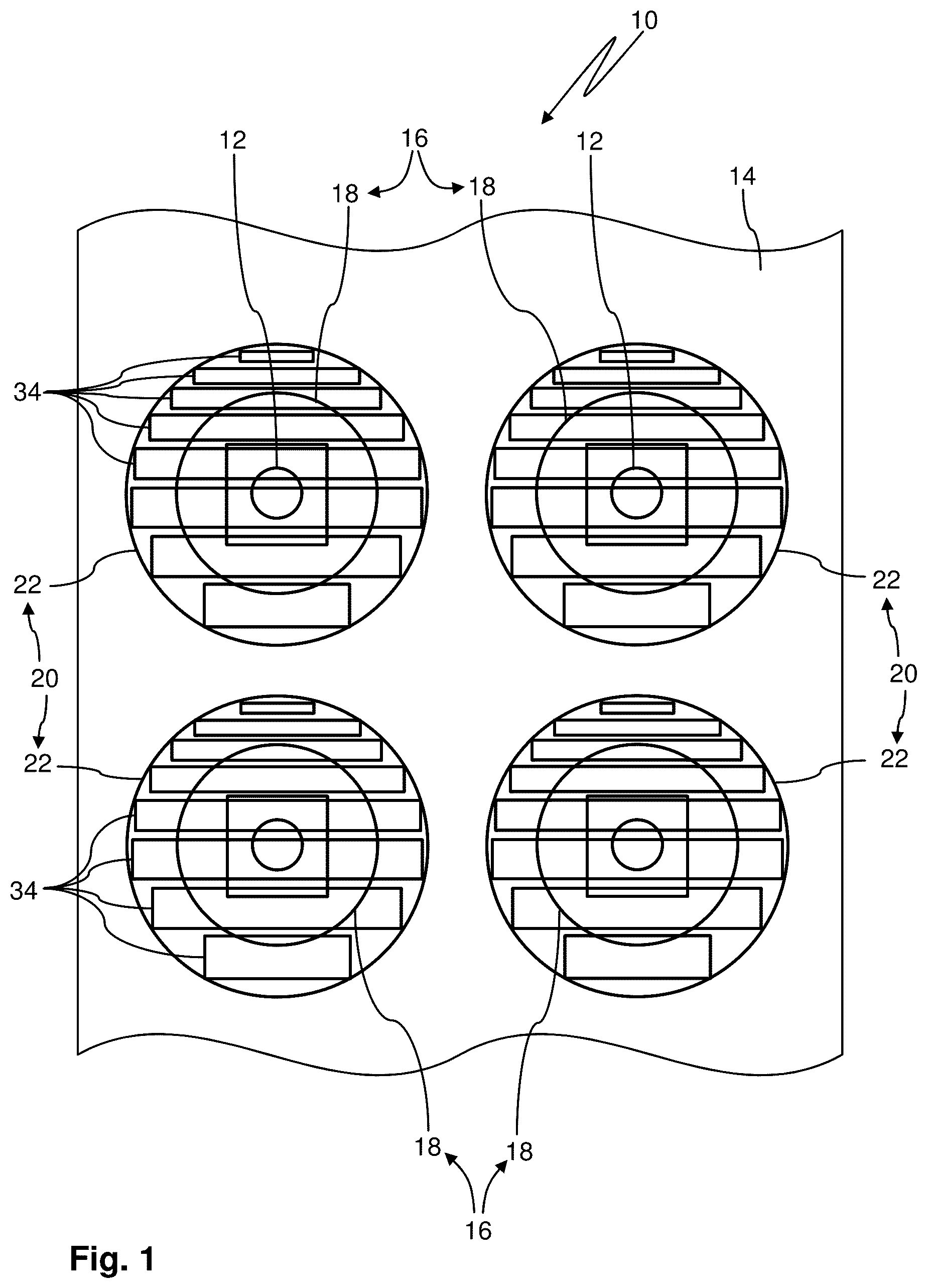 Patent US12492801 Figure 1 – Luminous film for radiating light in a directed manner