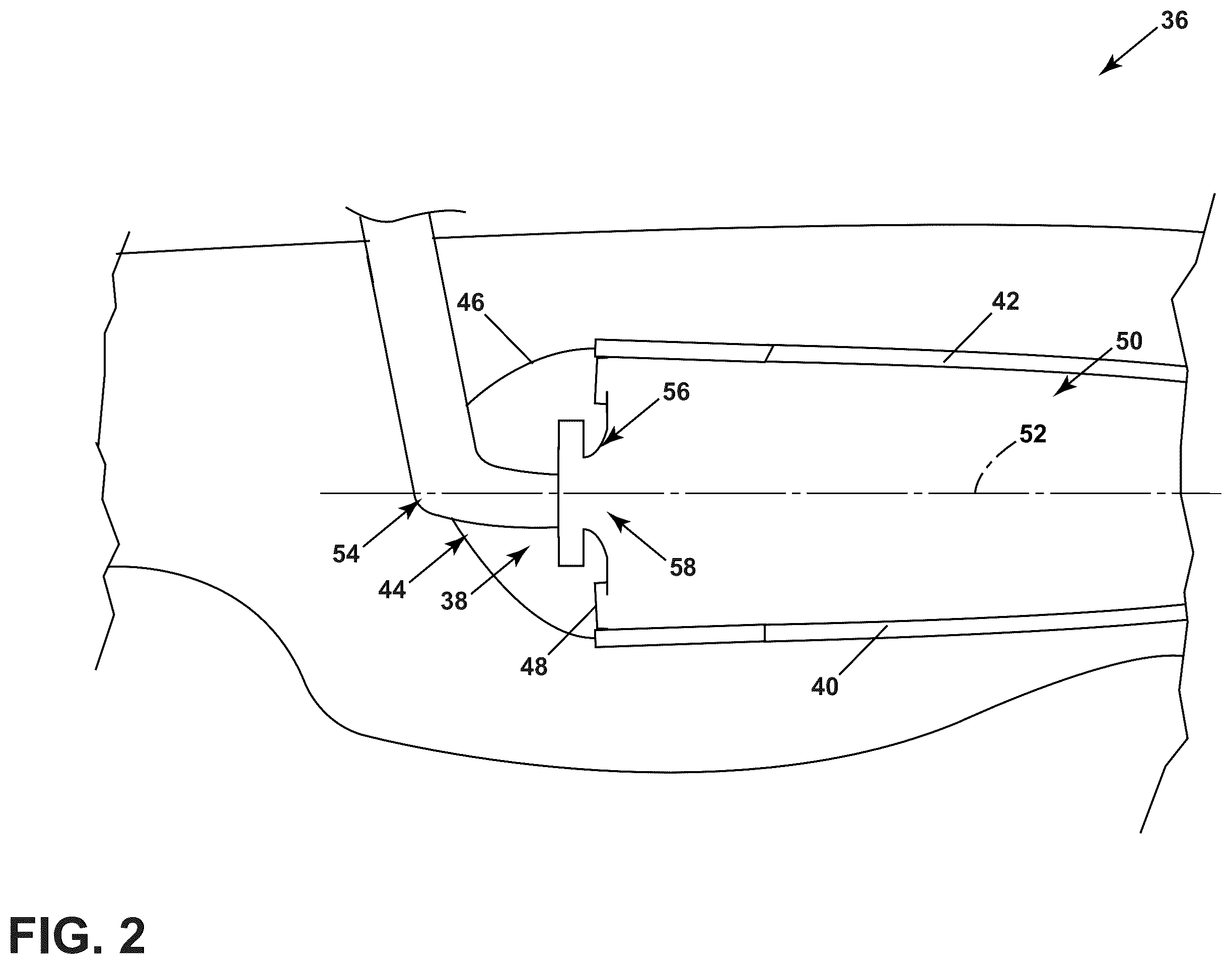 Patent US12492819 Figure 2 – Gas turbine engine fuel nozzle having a secondary fuel passage through a swirler