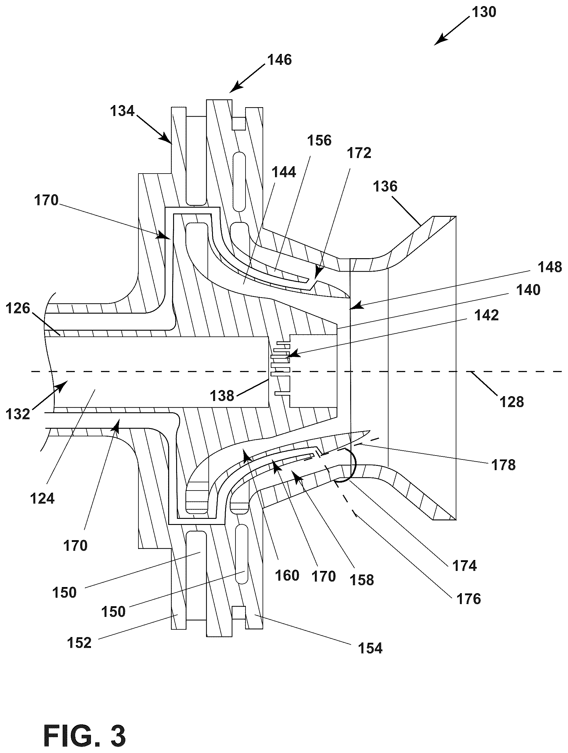 Patent US12492819 Figure 3 – Gas turbine engine fuel nozzle having a secondary fuel passage through a swirler