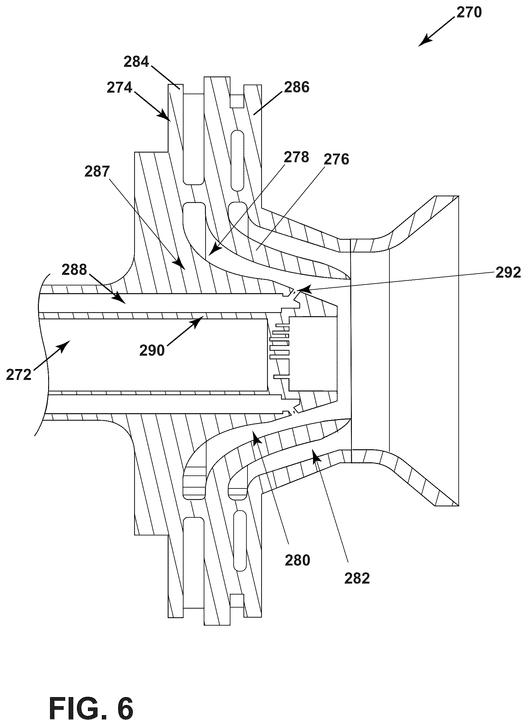 Patent US12492819 Figure 6 – Gas turbine engine fuel nozzle having a secondary fuel passage through a swirler