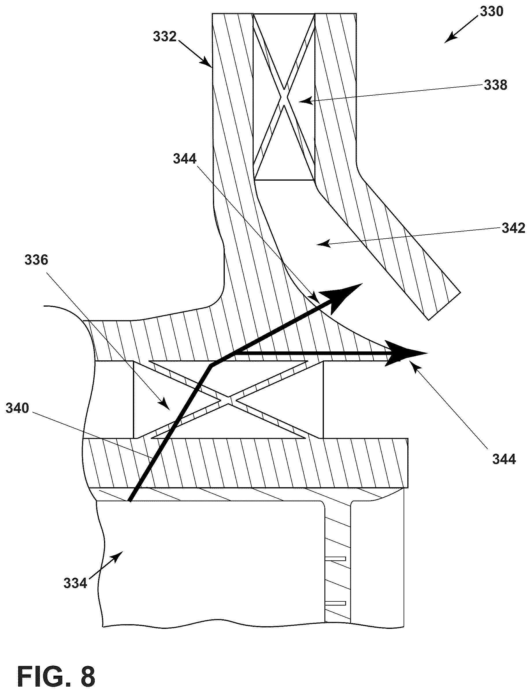Patent US12492819 Figure 8 – Gas turbine engine fuel nozzle having a secondary fuel passage through a swirler