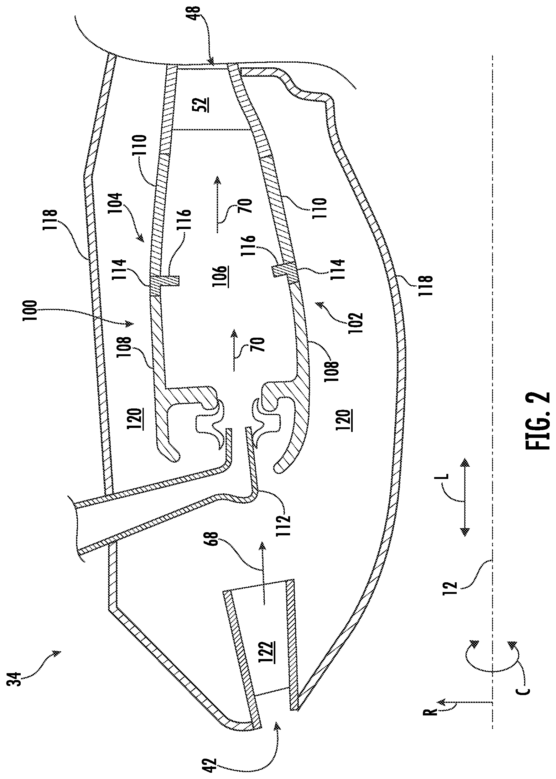 Patent US12492821 Figure 2 – Combustor for a gas turbine engine