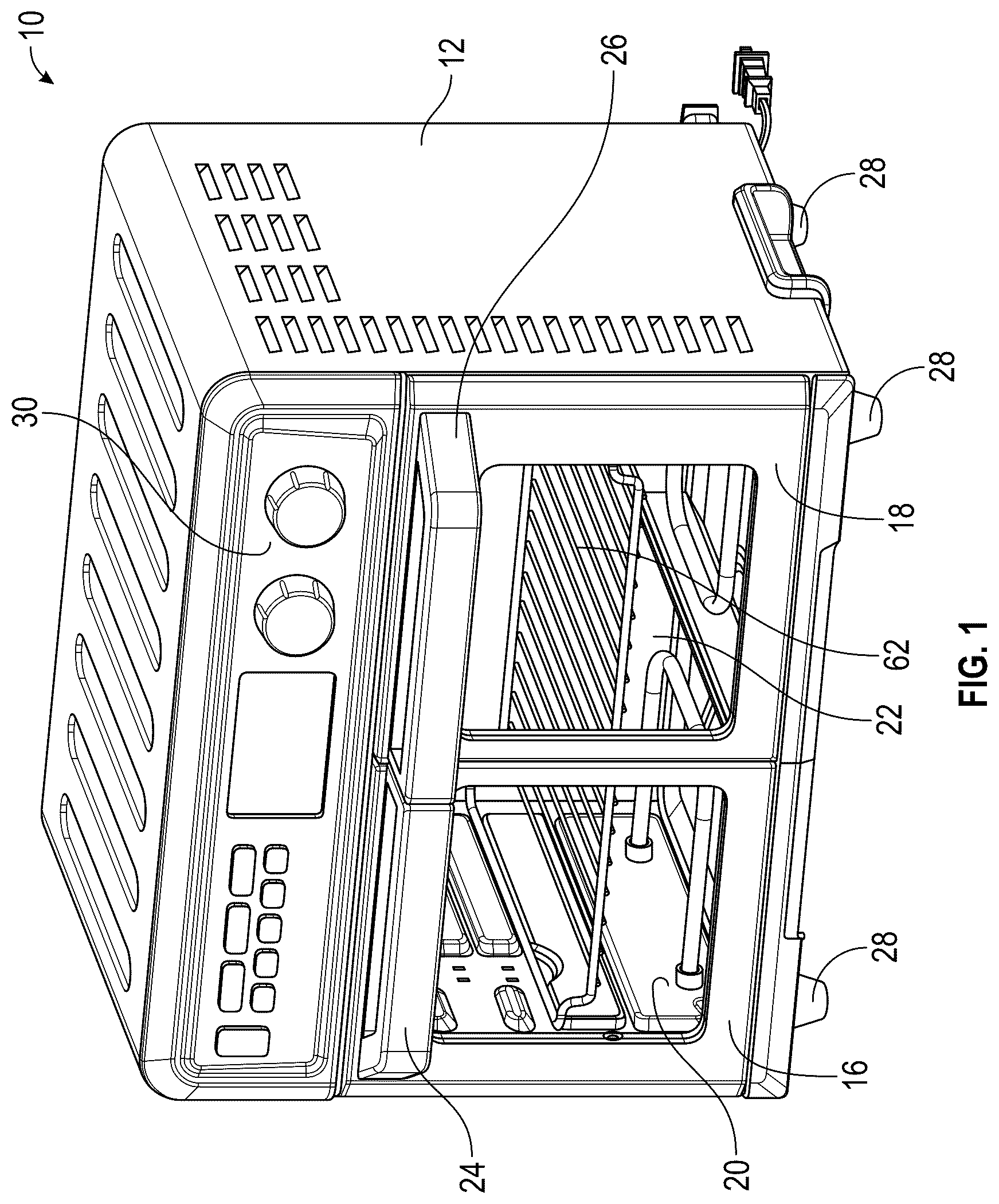 Patent US12492824 Figure 1 – Dual door oven