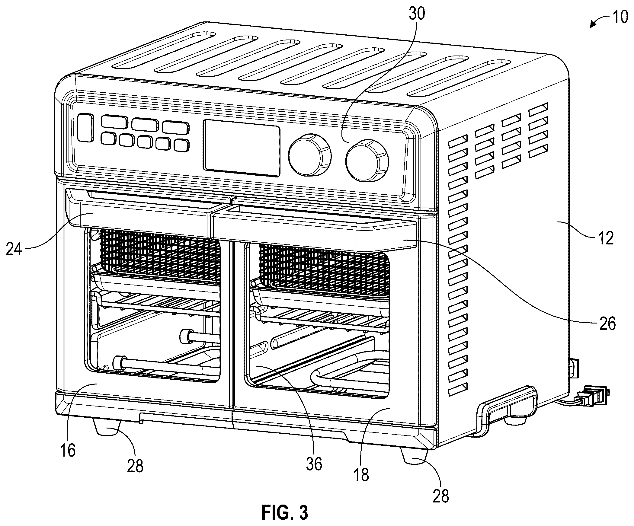 Patent US12492824 Figure 3 – Dual door oven