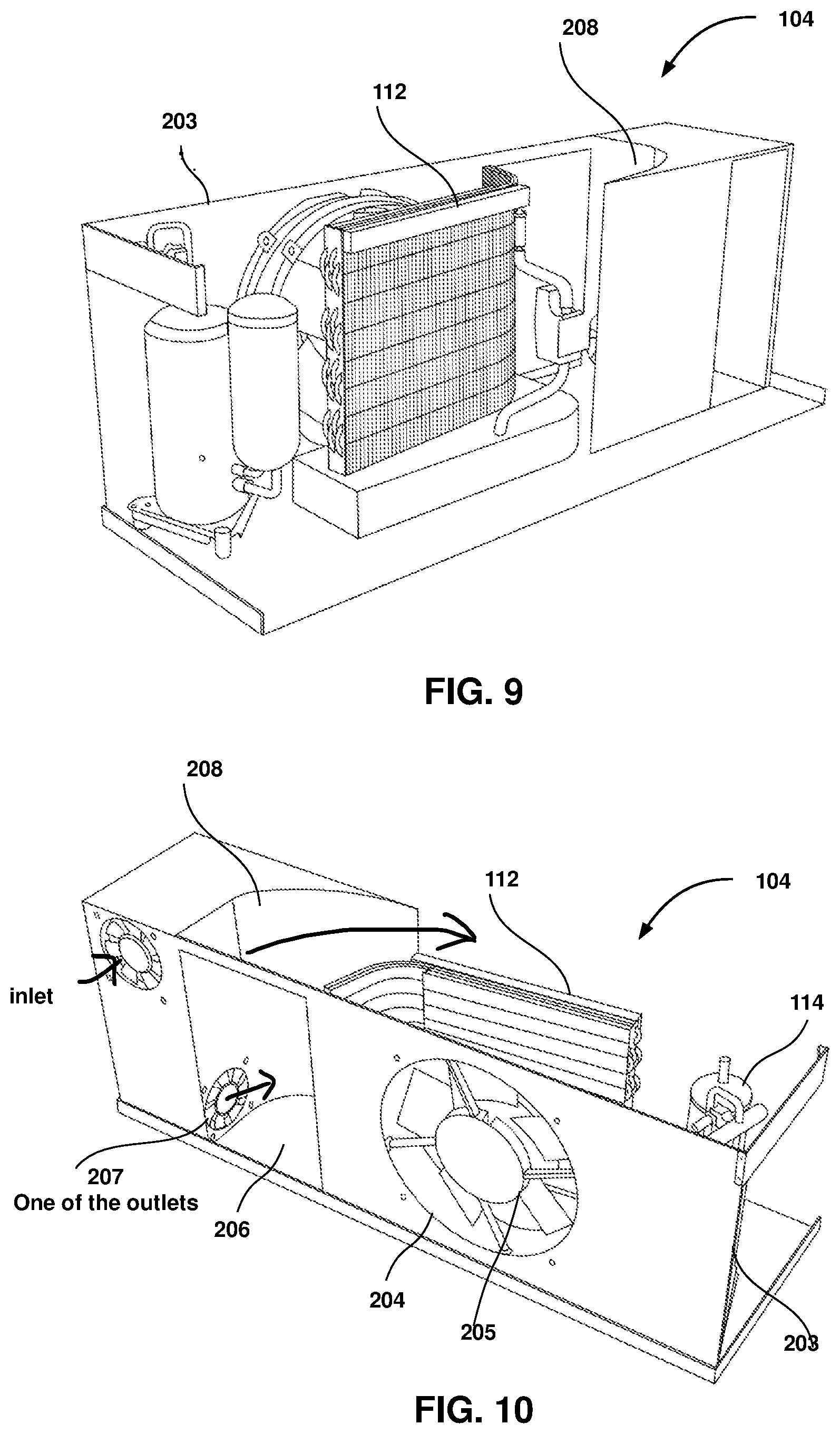 Patent US12492828 Figure 14 – Compact, leakless, and power-efficient packaged terminal air conditioner (PTAC) with an evaporating element for the meltwater
