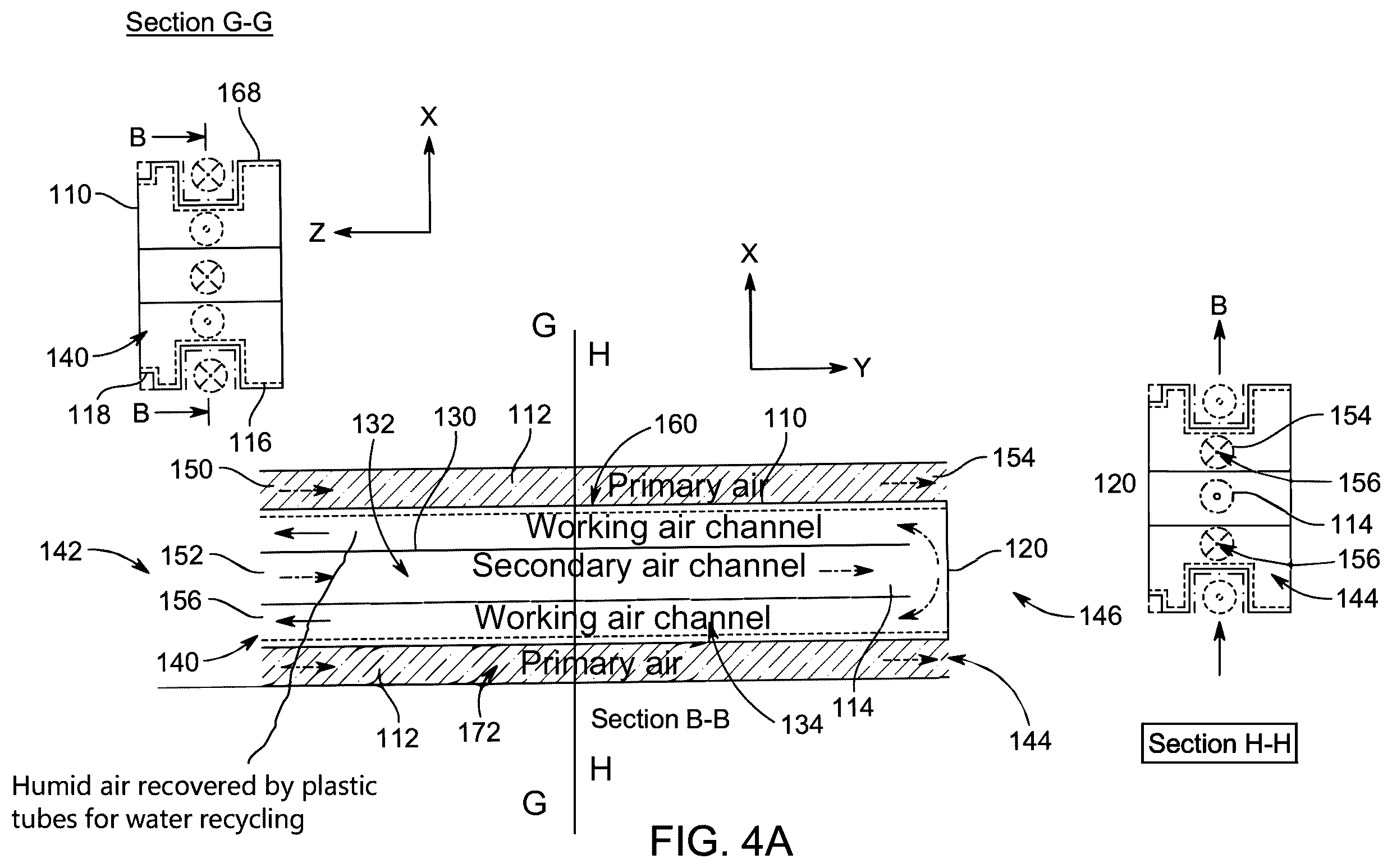 Patent US12492829 Figure 5 – Indirect evaporative cooling and four sides sub-wet bulb cell (4SSBC) for outdoor evaporative cooling structures