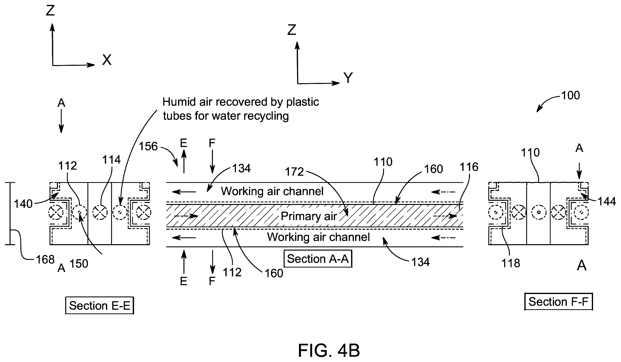 Patent US12492829 Figure 6 – Indirect evaporative cooling and four sides sub-wet bulb cell (4SSBC) for outdoor evaporative cooling structures