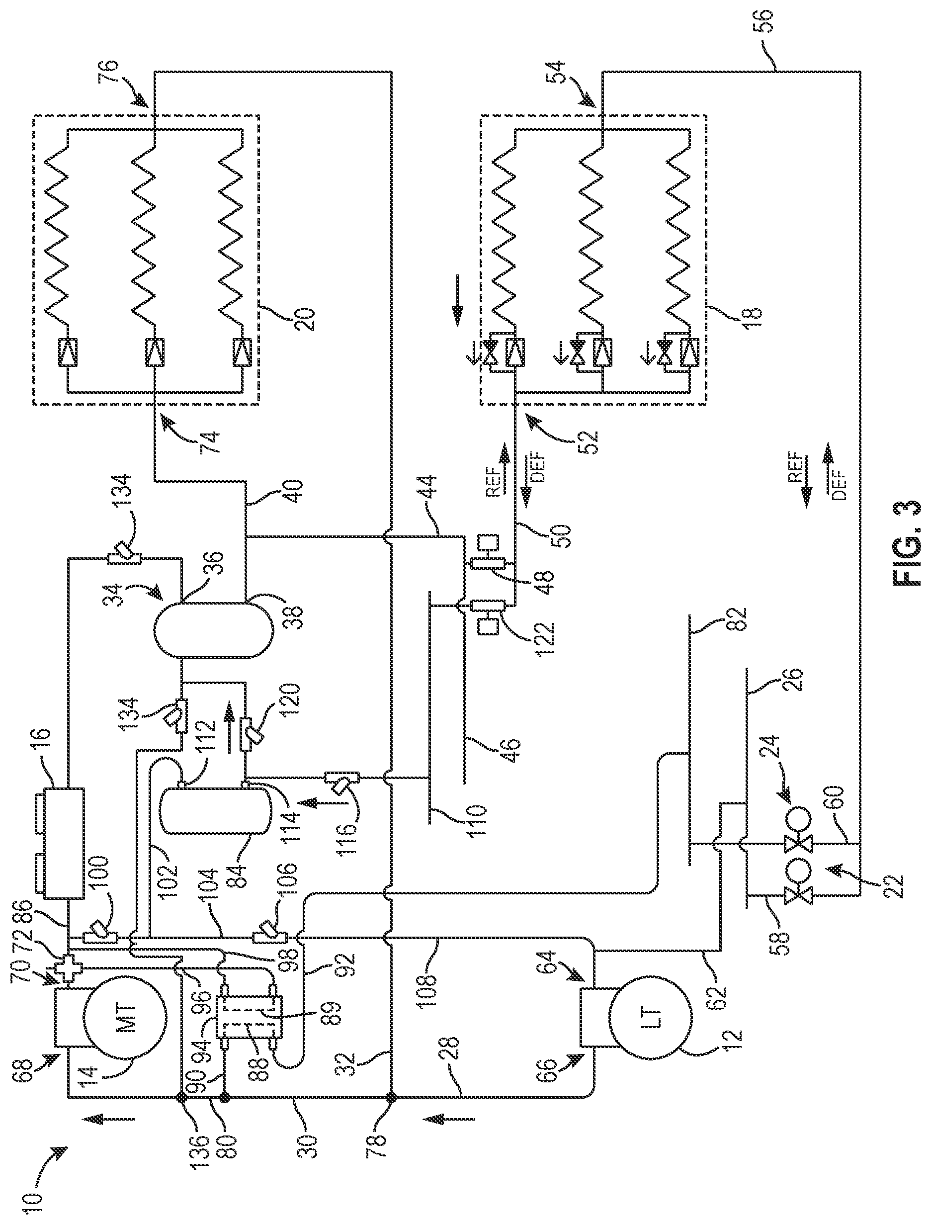 Patent US12492855 Figure 3 – Refrigeration system with warm defrost