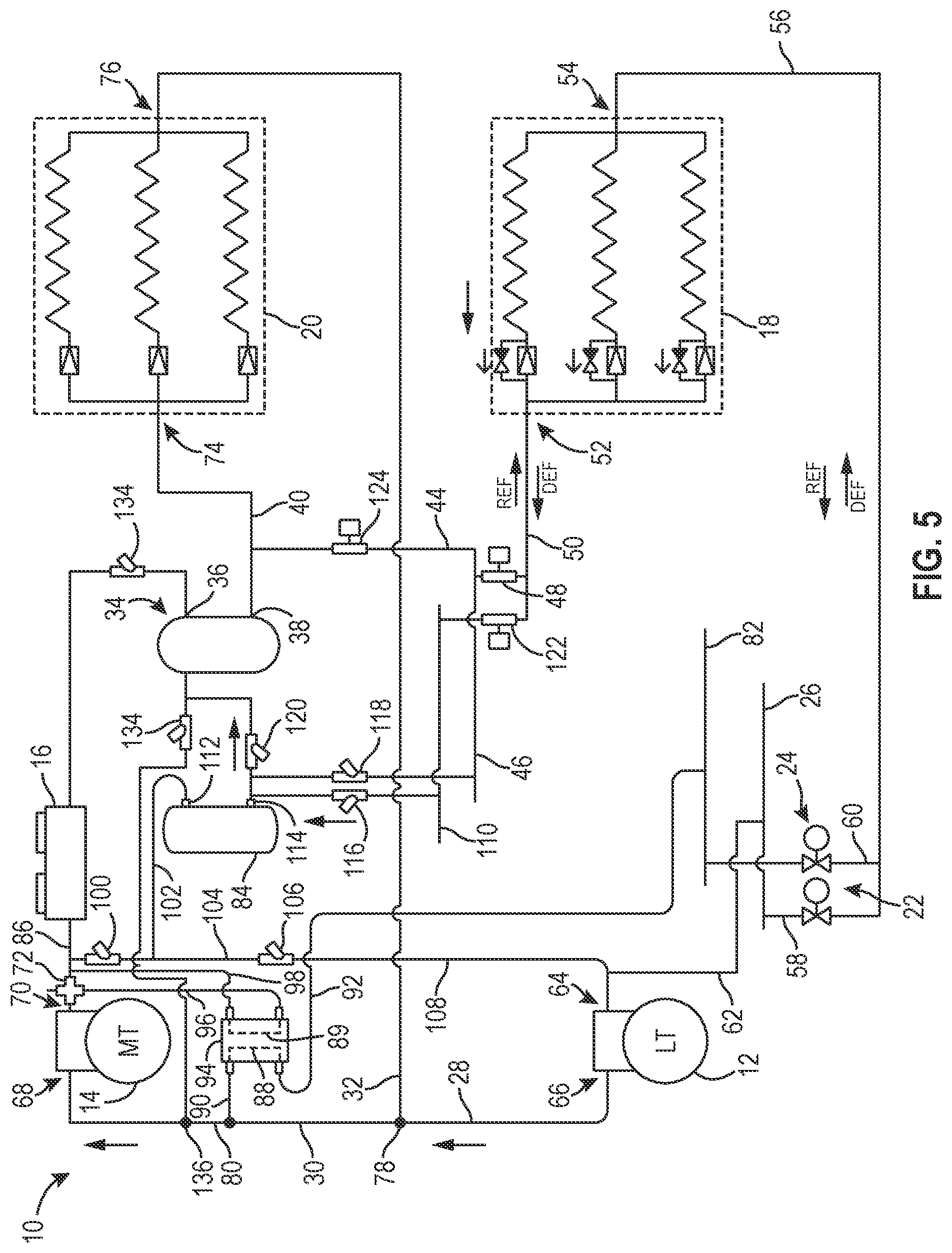 Patent US12492855 Figure 5 – Refrigeration system with warm defrost