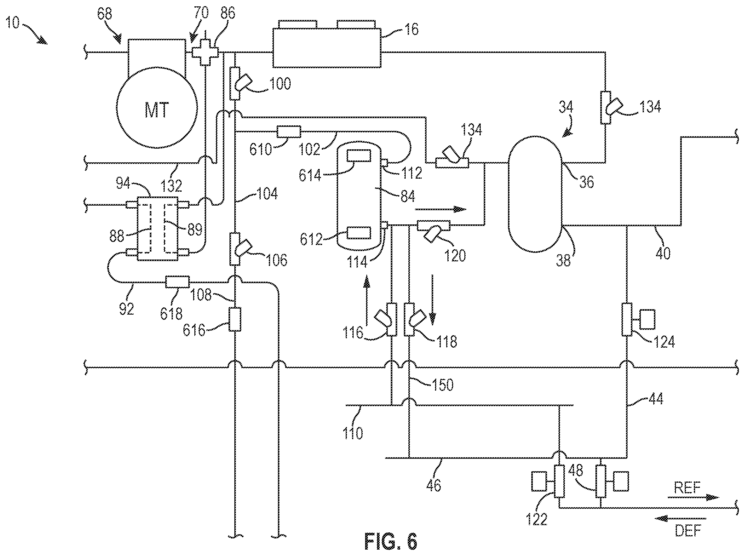 Patent US12492855 Figure 6 – Refrigeration system with warm defrost
