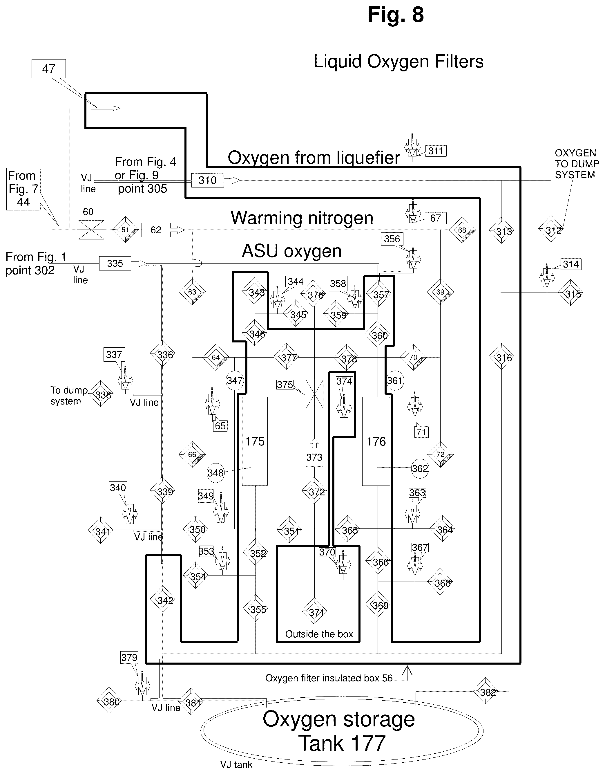 Patent US12492864 Figure 8 – Apparatus and process for liquefying gases