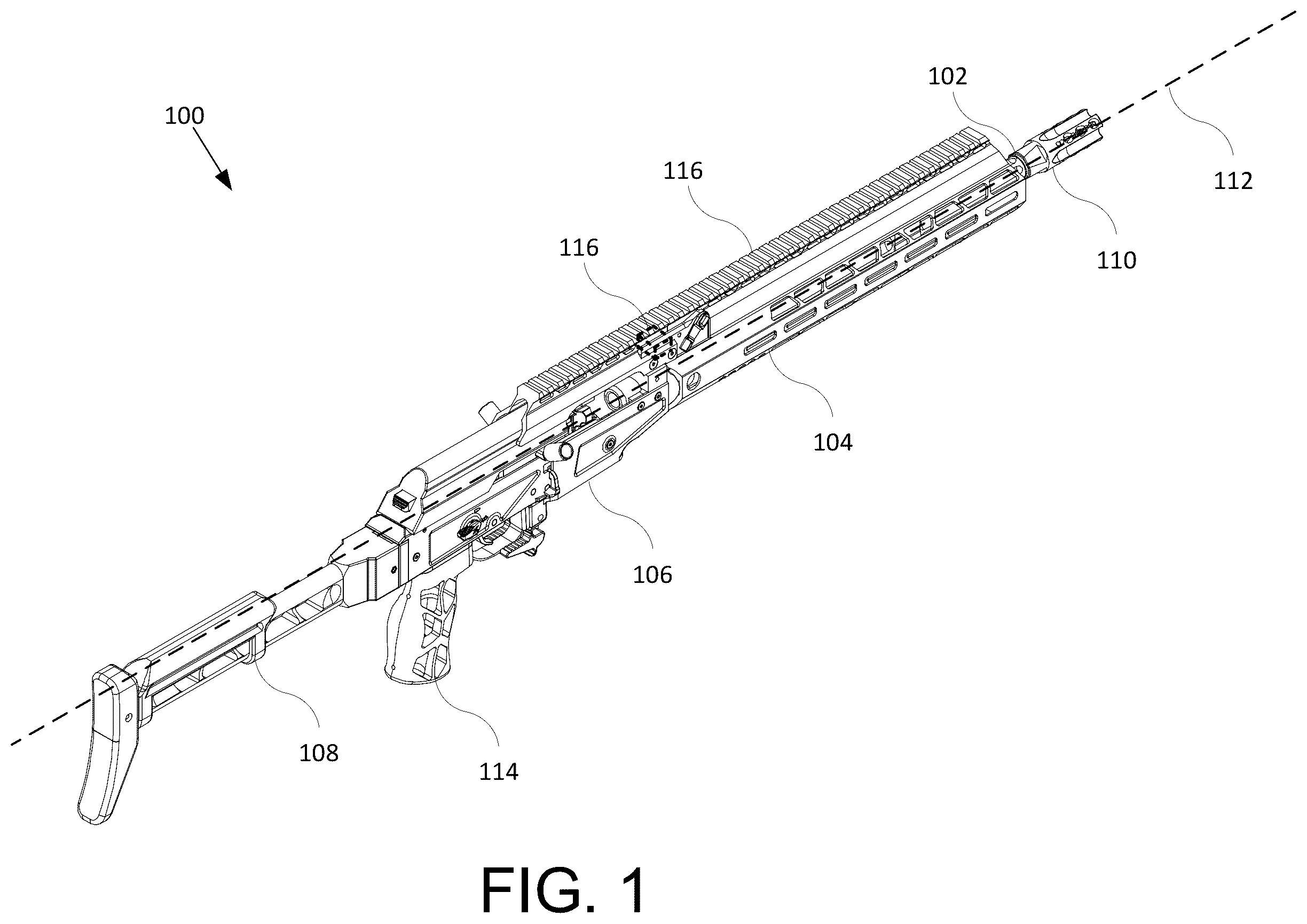Patent US12492873 Figure 1 – Delayed blowback system for a firearm