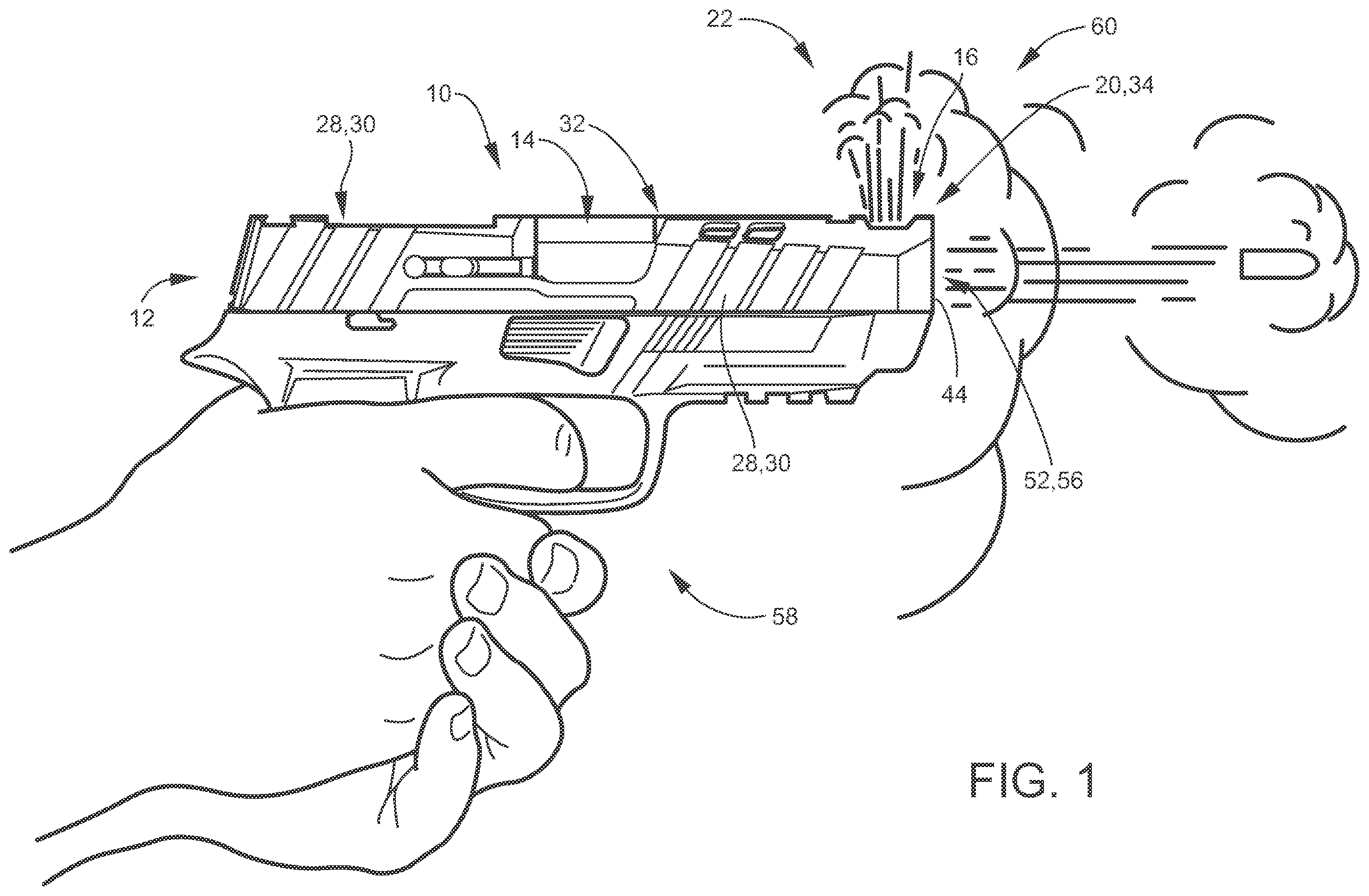 Patent US12492878 Figure 1 – Recessed expansion chamber in a gun slide configured for improving recoil mitigation in firearms