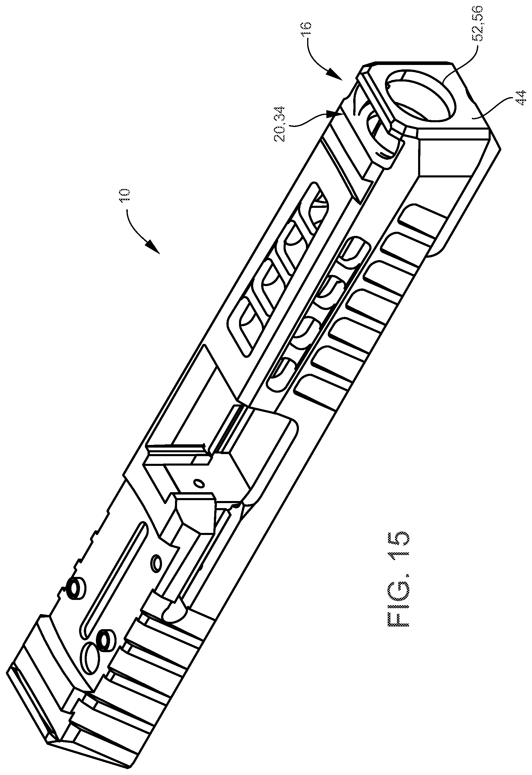 Patent US12492878 Figure 12 – Recessed expansion chamber in a gun slide configured for improving recoil mitigation in firearms