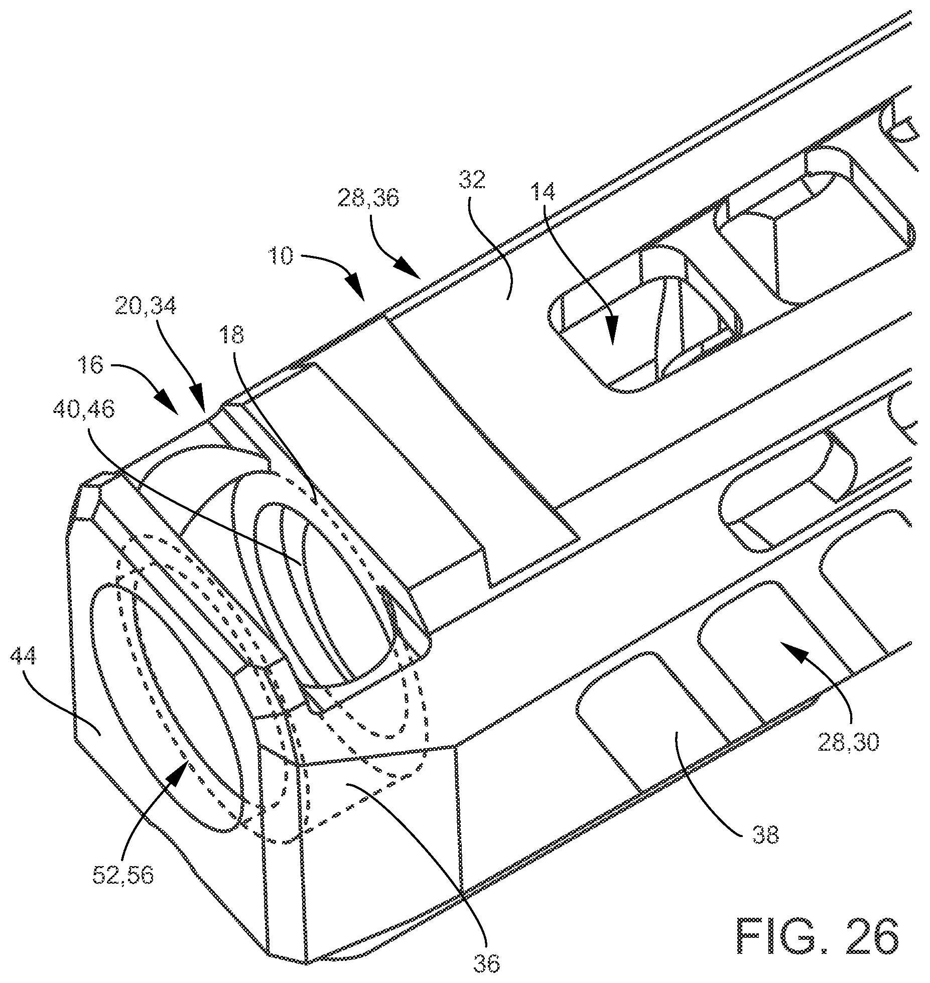 Patent US12492878 Figure 20 – Recessed expansion chamber in a gun slide configured for improving recoil mitigation in firearms