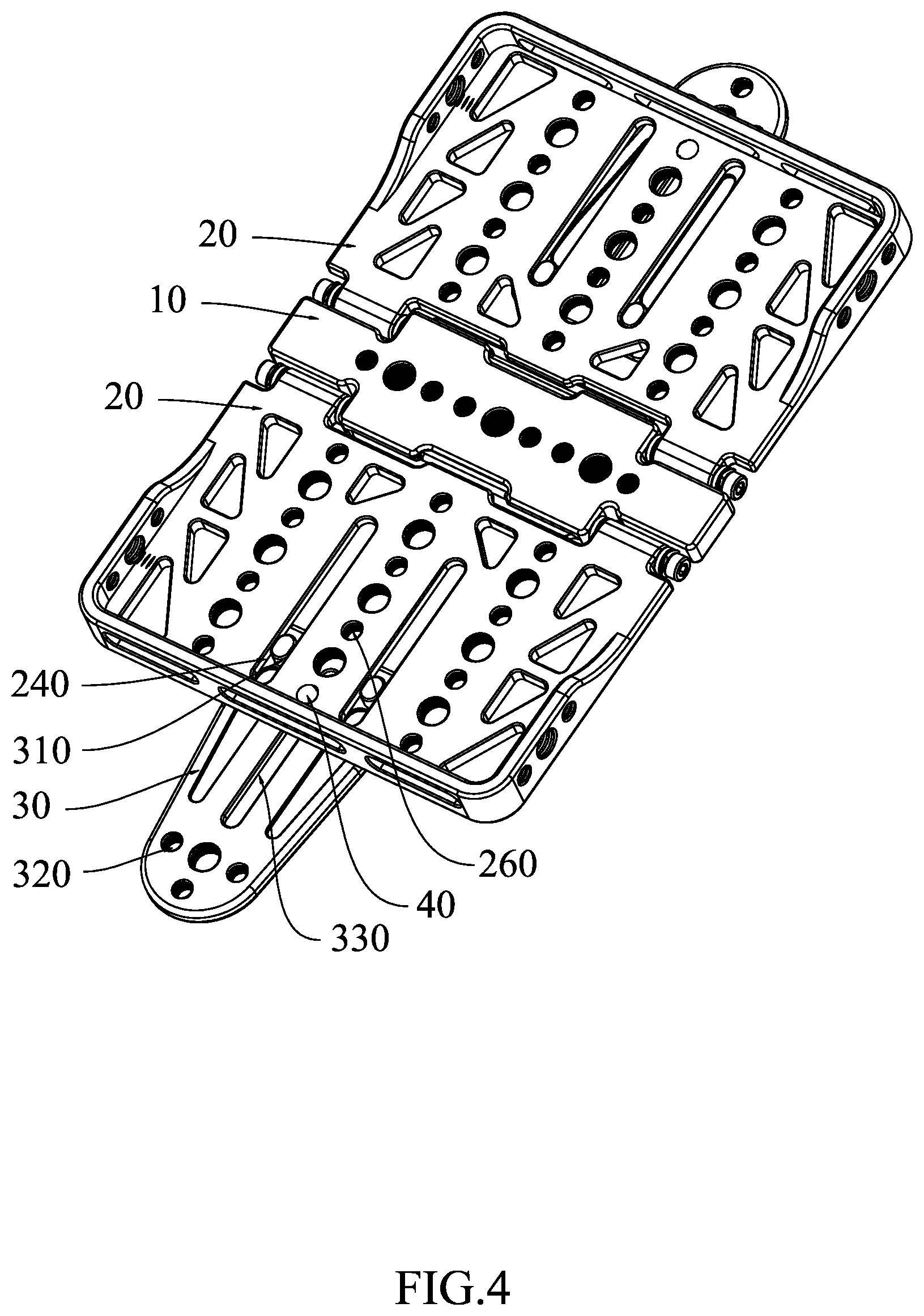 Patent US12492879 Figure 4 – Foldable support bench