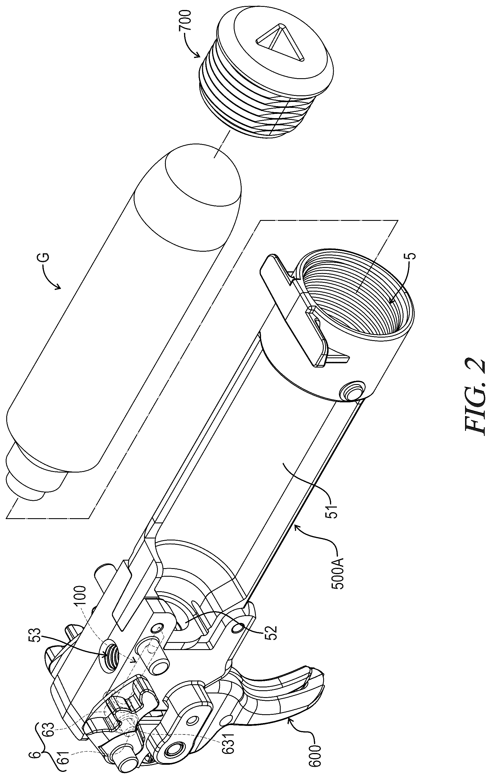 Patent US12492881 Figure 2 – Gas cylinder piercing mechanism for an airgun