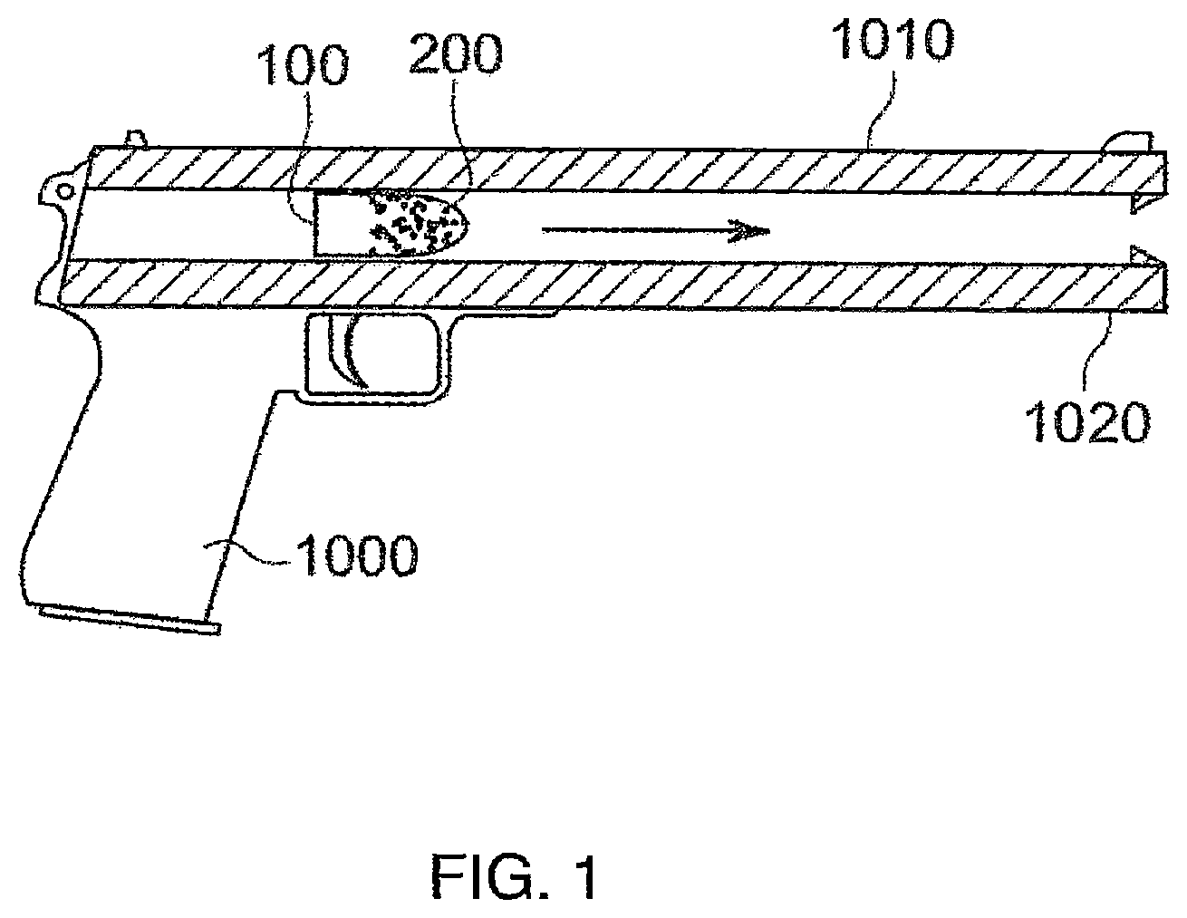 Patent US12492886 Figure 1 – Non-lethal projectile construction and launcher