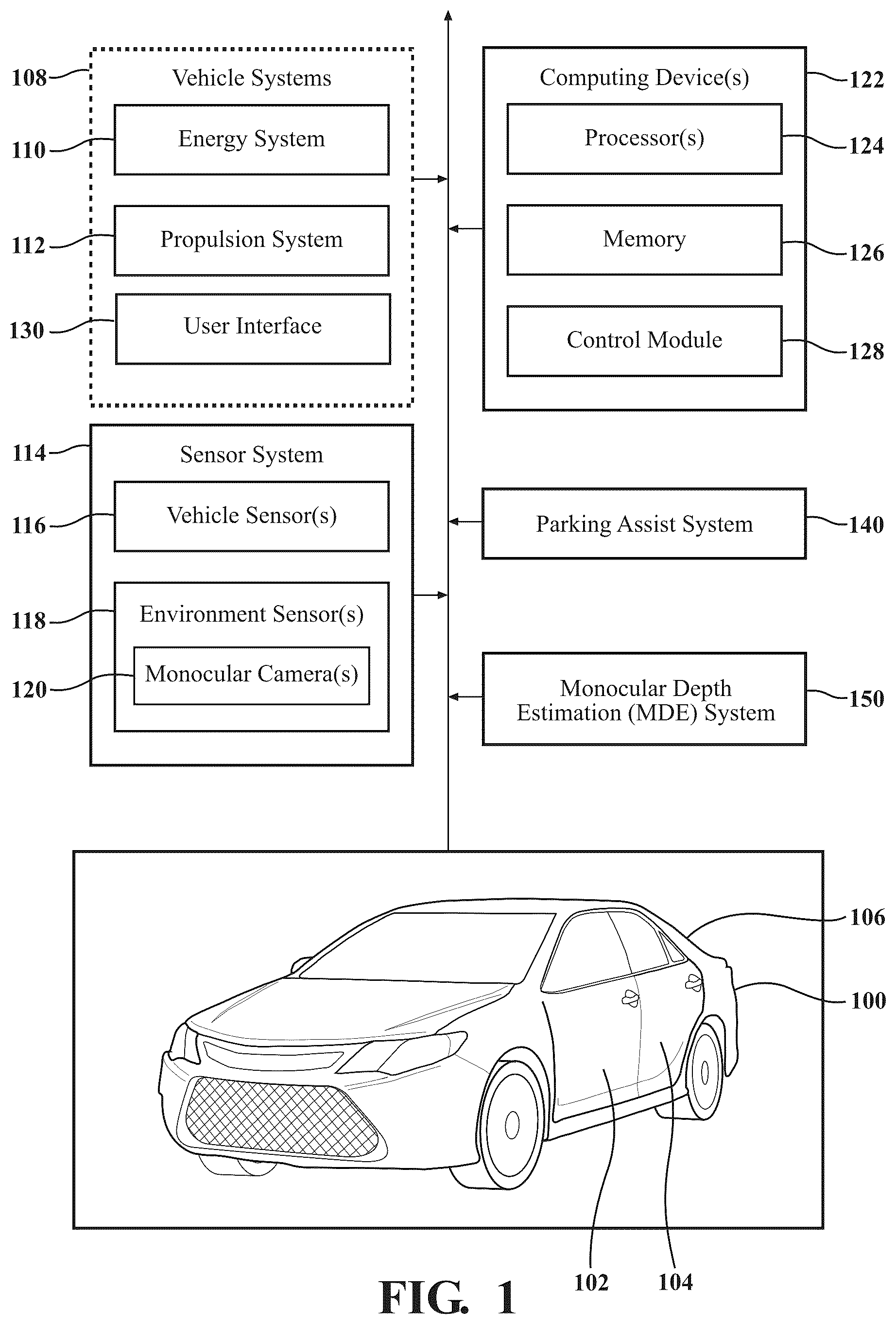 Patent US12492909 Figure 1 – Parking assist system