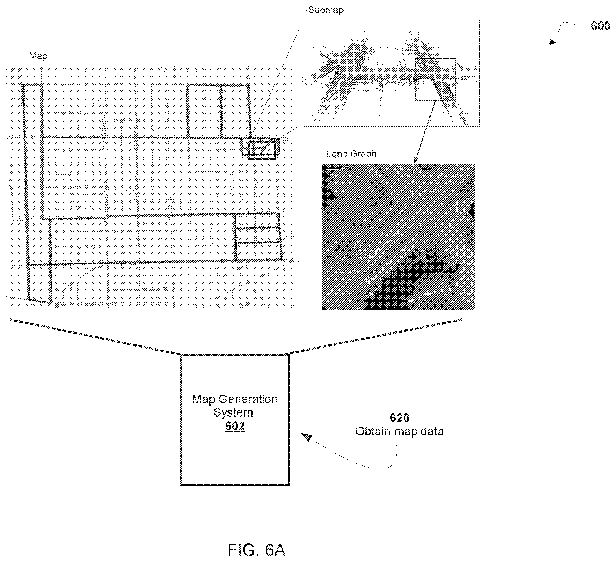 Patent US12492914 Figure 6 – Submap geographic projections