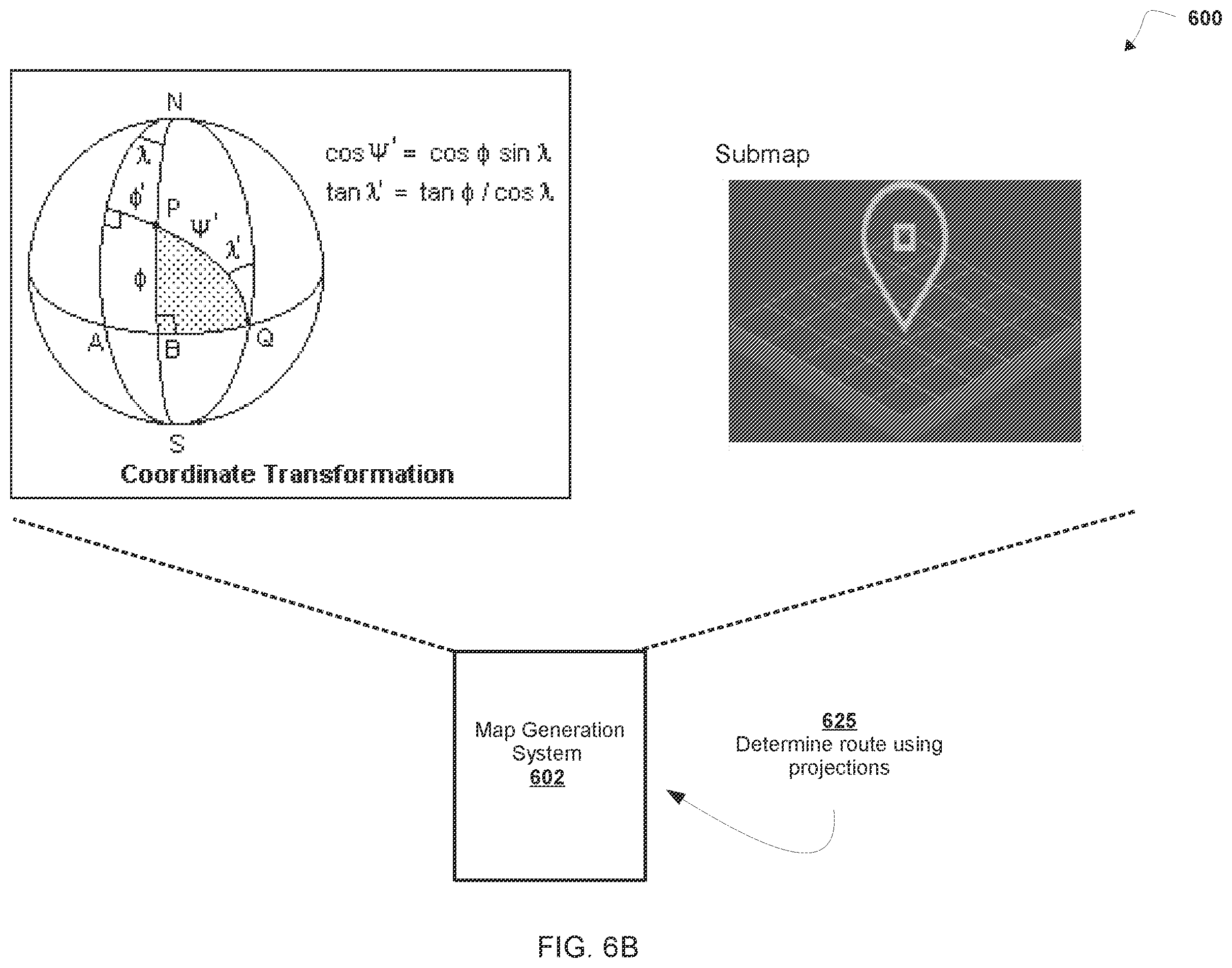 Patent US12492914 Figure 7 – Submap geographic projections