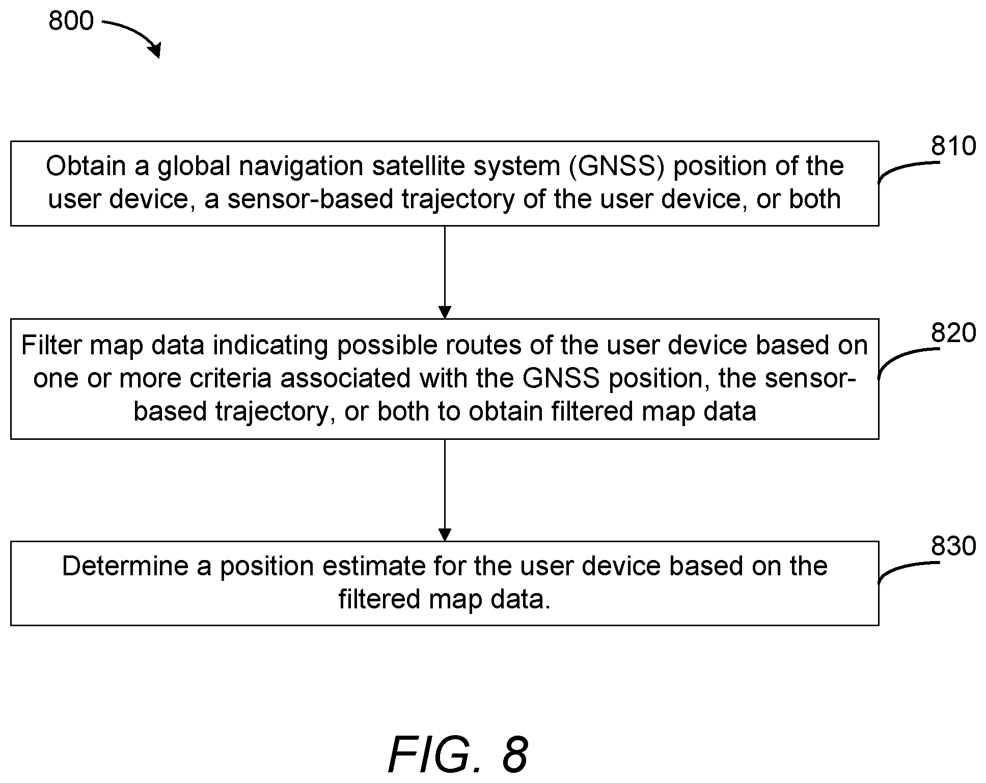 Patent US12492916 Figure 11 – Positioning operation based on filtered map data