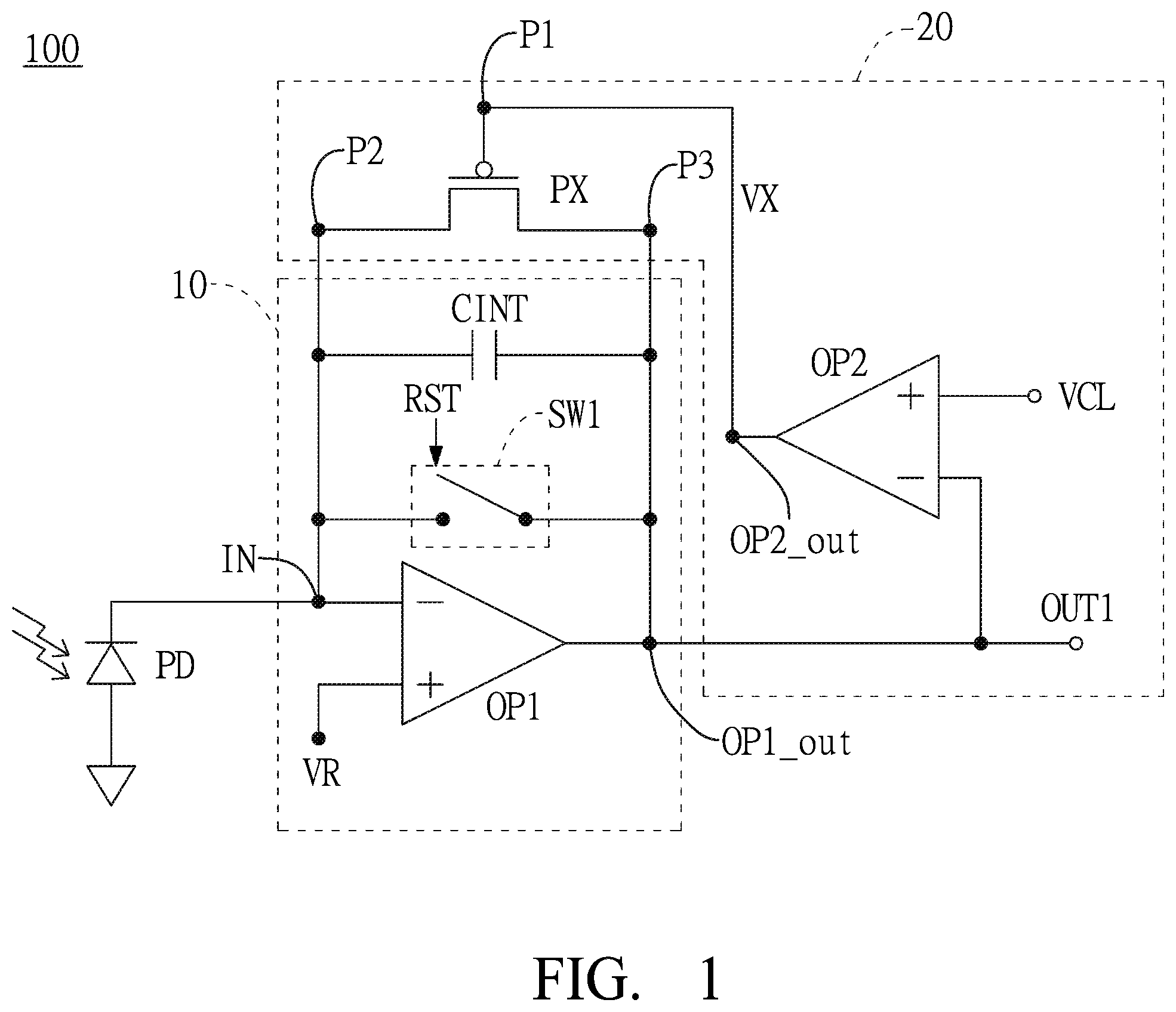 Patent US12492937 Figure 1 – Active clamp photoelectric sensing device