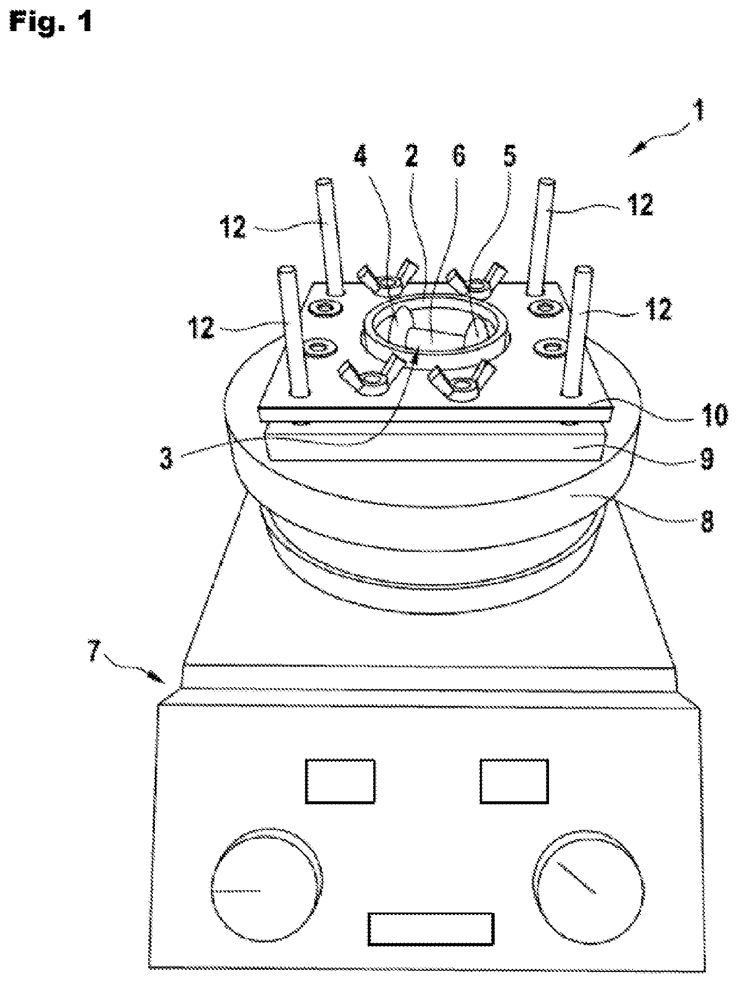 Patent US12492981 Figure 1 – Method and device for testing the adhesion of a body on a substrate