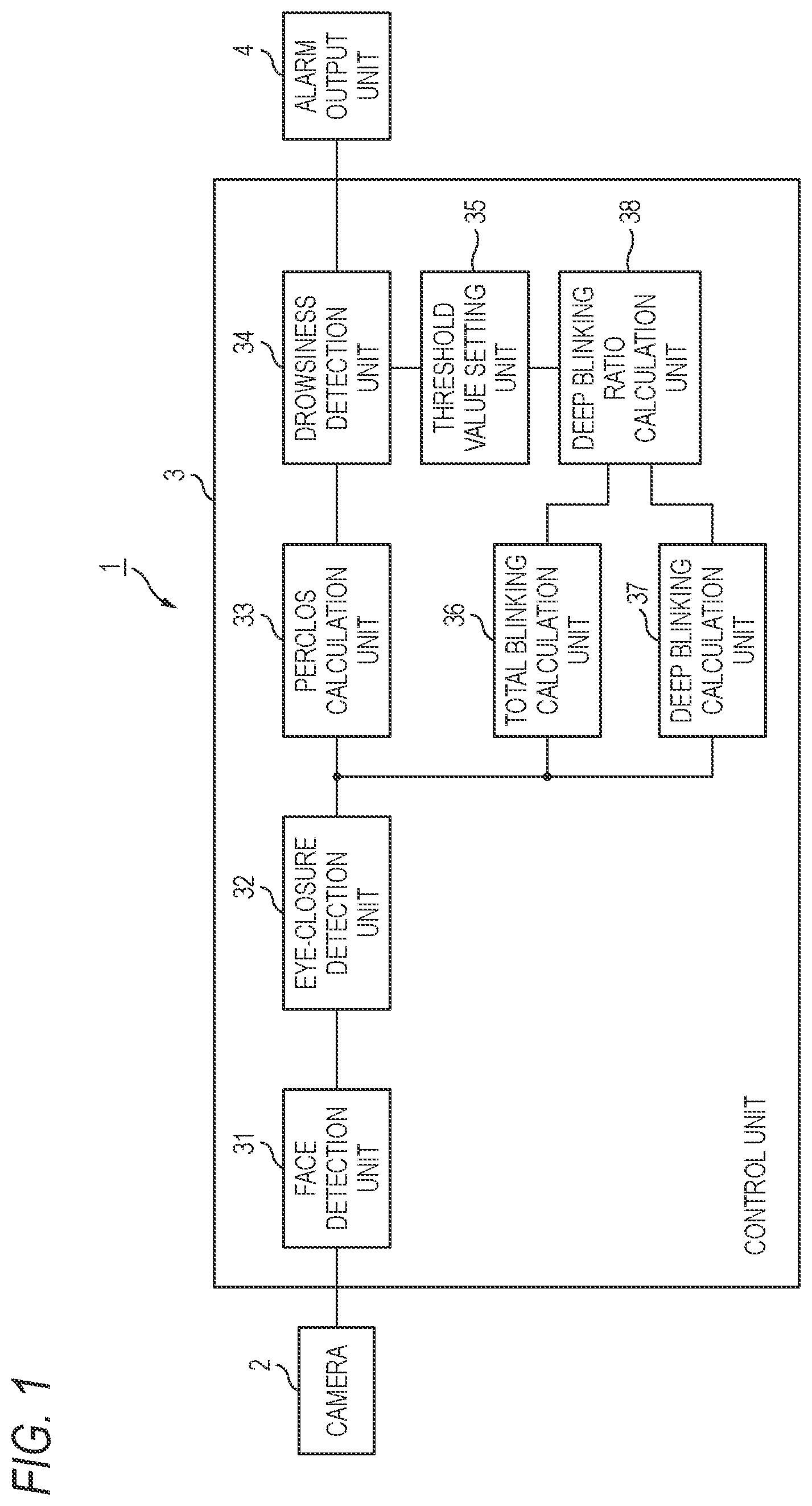 Patent US12496005 Figure 1 – Drowsiness detection device