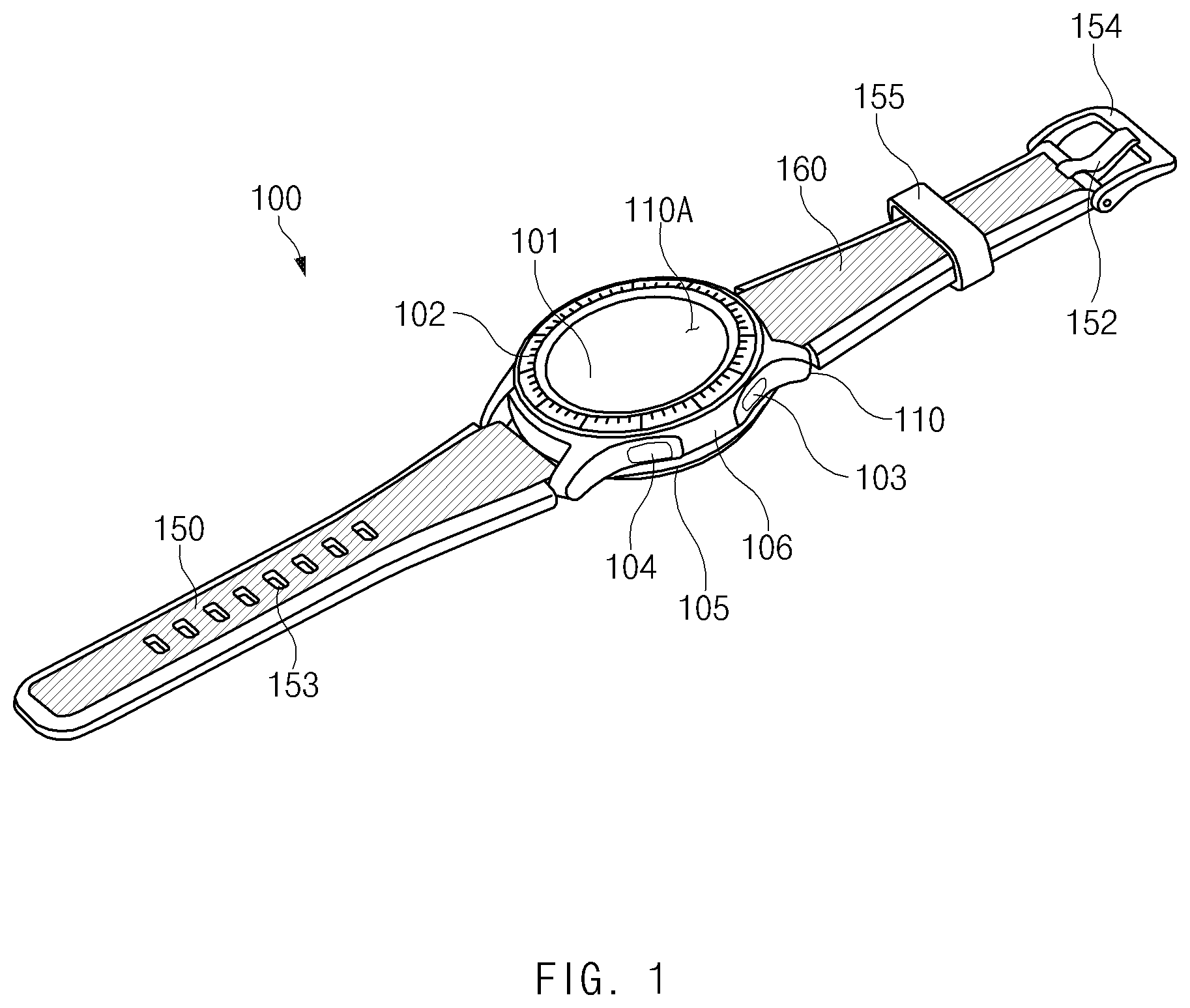 Patent US12496013 Figure 1 – Electronic device having electrode measuring biological signal