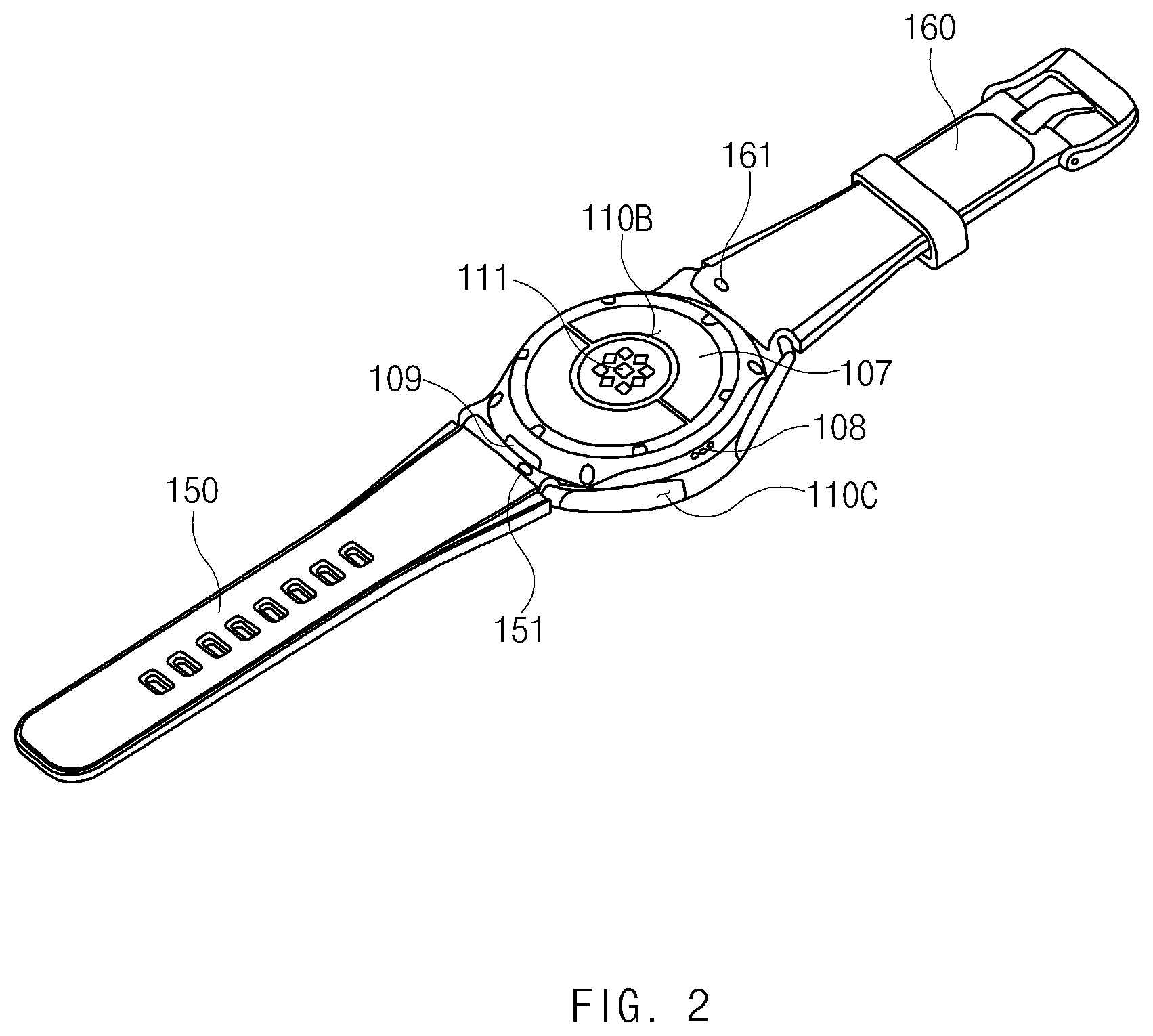 Patent US12496013 Figure 2 – Electronic device having electrode measuring biological signal
