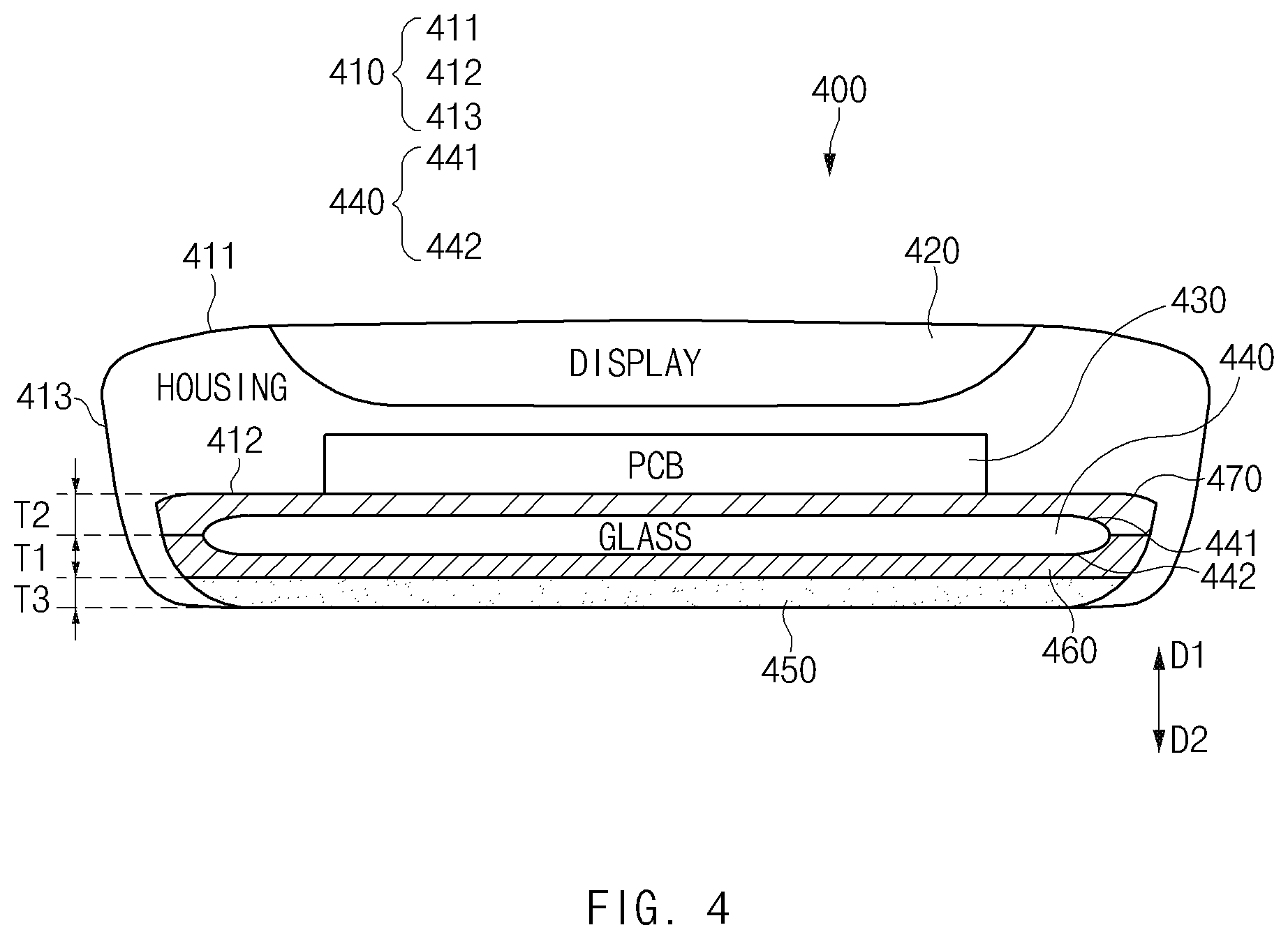 Patent US12496013 Figure 4 – Electronic device having electrode measuring biological signal
