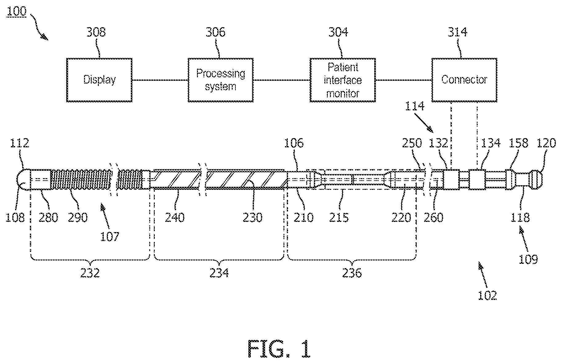 Patent US12496036 Figure 1 – Physiology sensing intraluminal device with positioning guidance and associated devices, systems, and methods