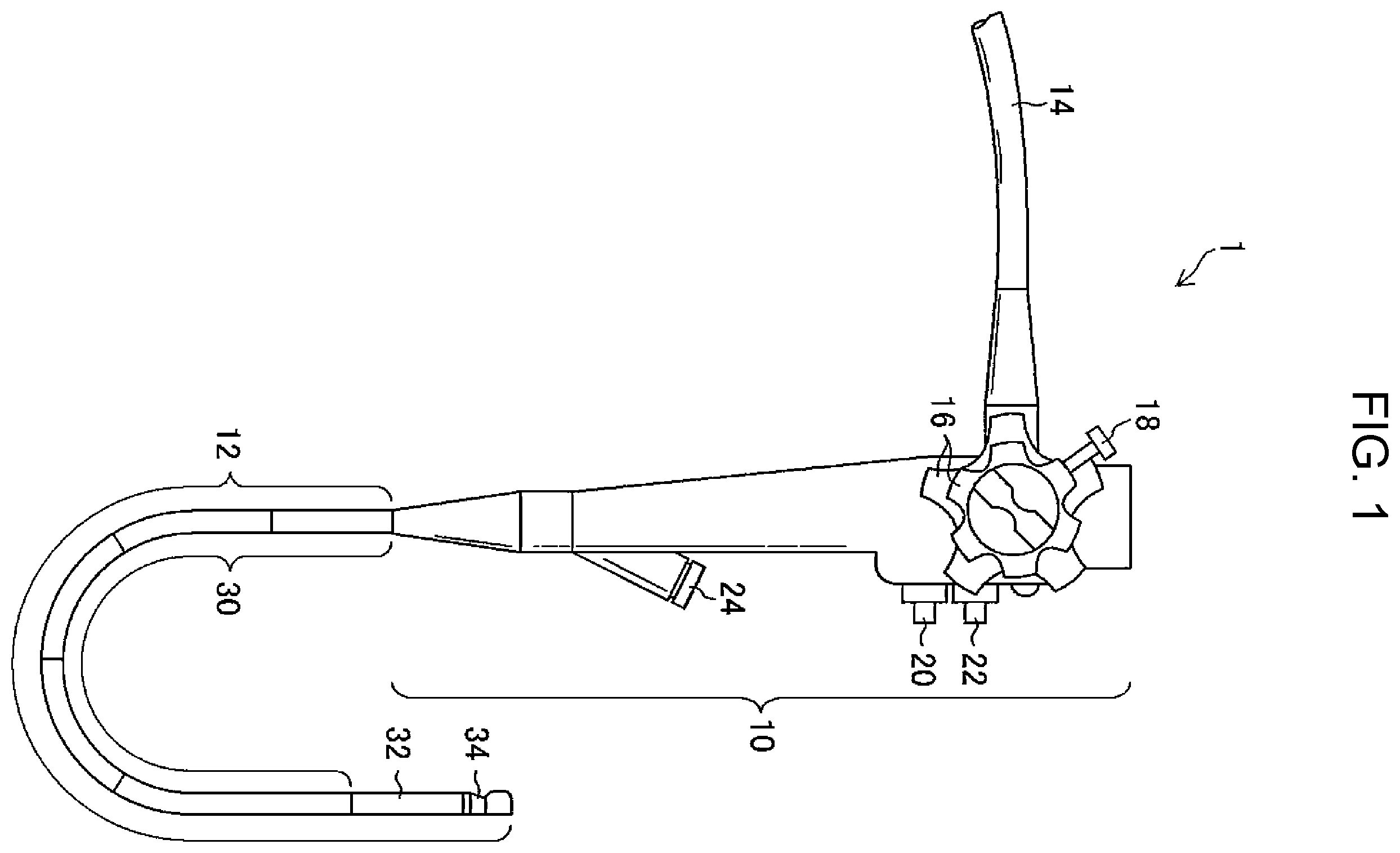 Patent US12496039 Figure 1 – Ultrasonic endoscope