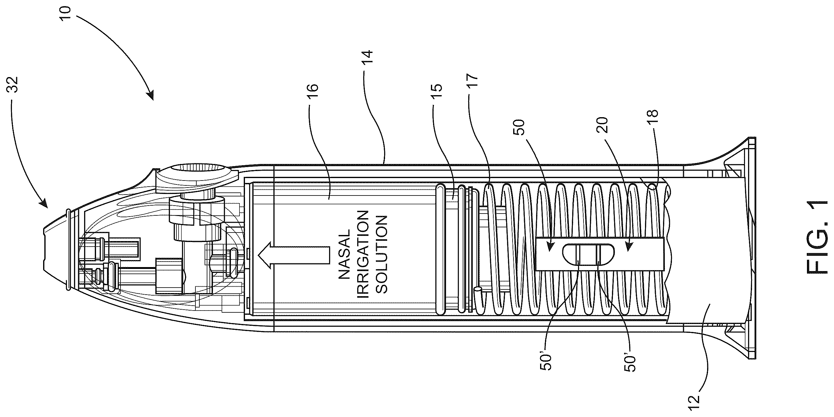 Patent US12496049 Figure 1 – Nasal irrigation diagnostic assembly