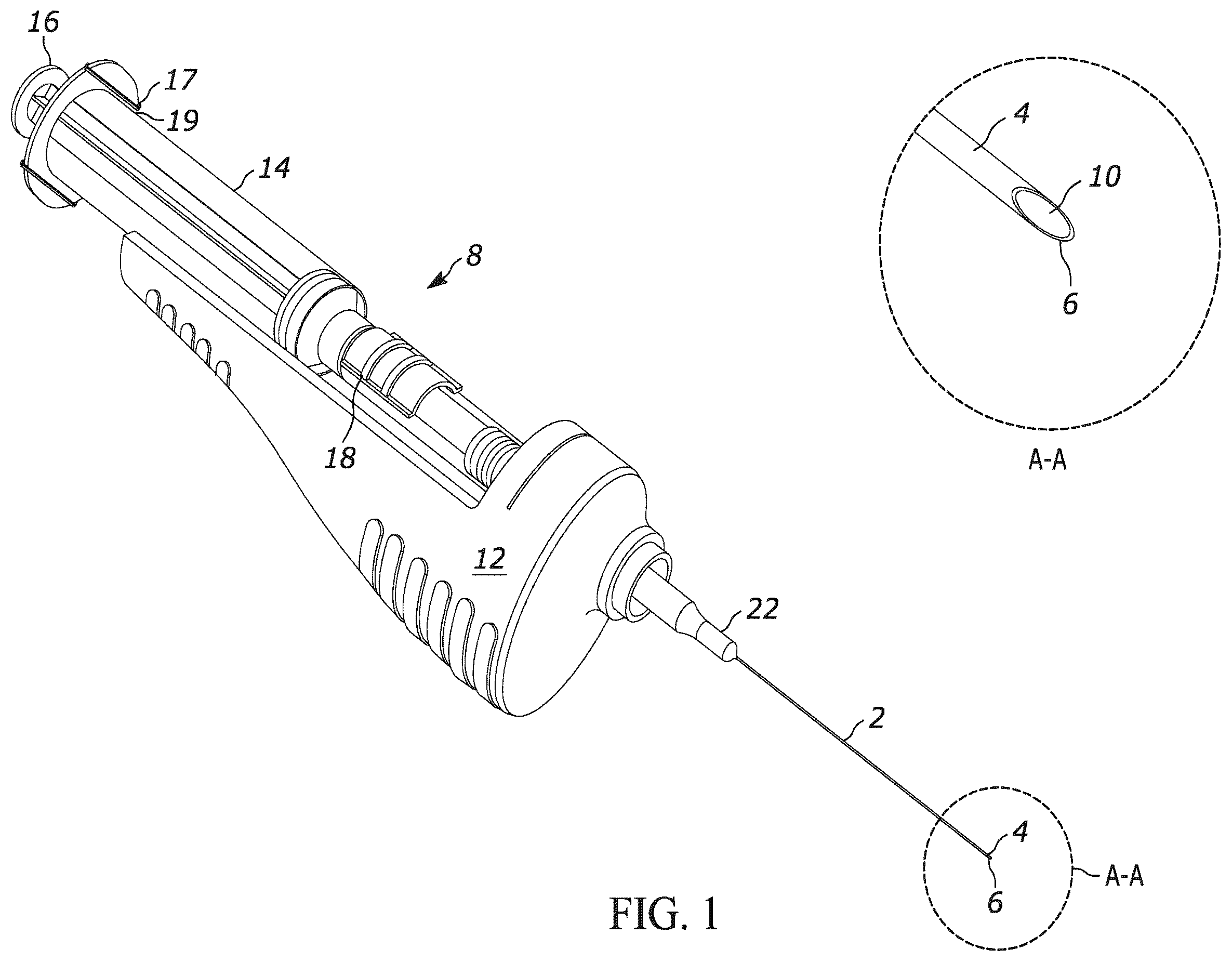 Patent US12496050 Figure 1 – Oscillating syringe system and needle