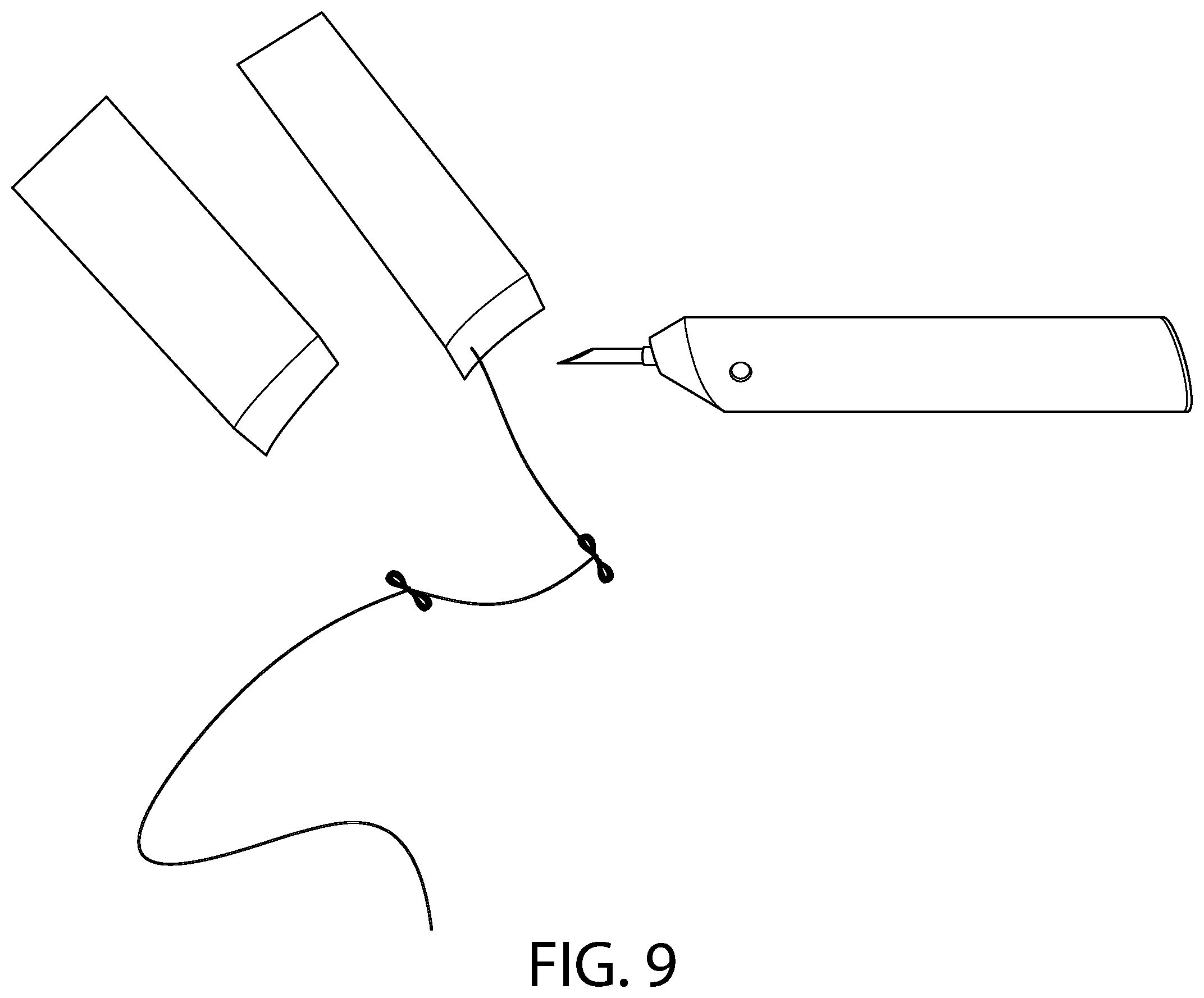 Patent US12496057 Figure 9 – Suture materials, suture placement devices and methods of suture placement and tissue approximation