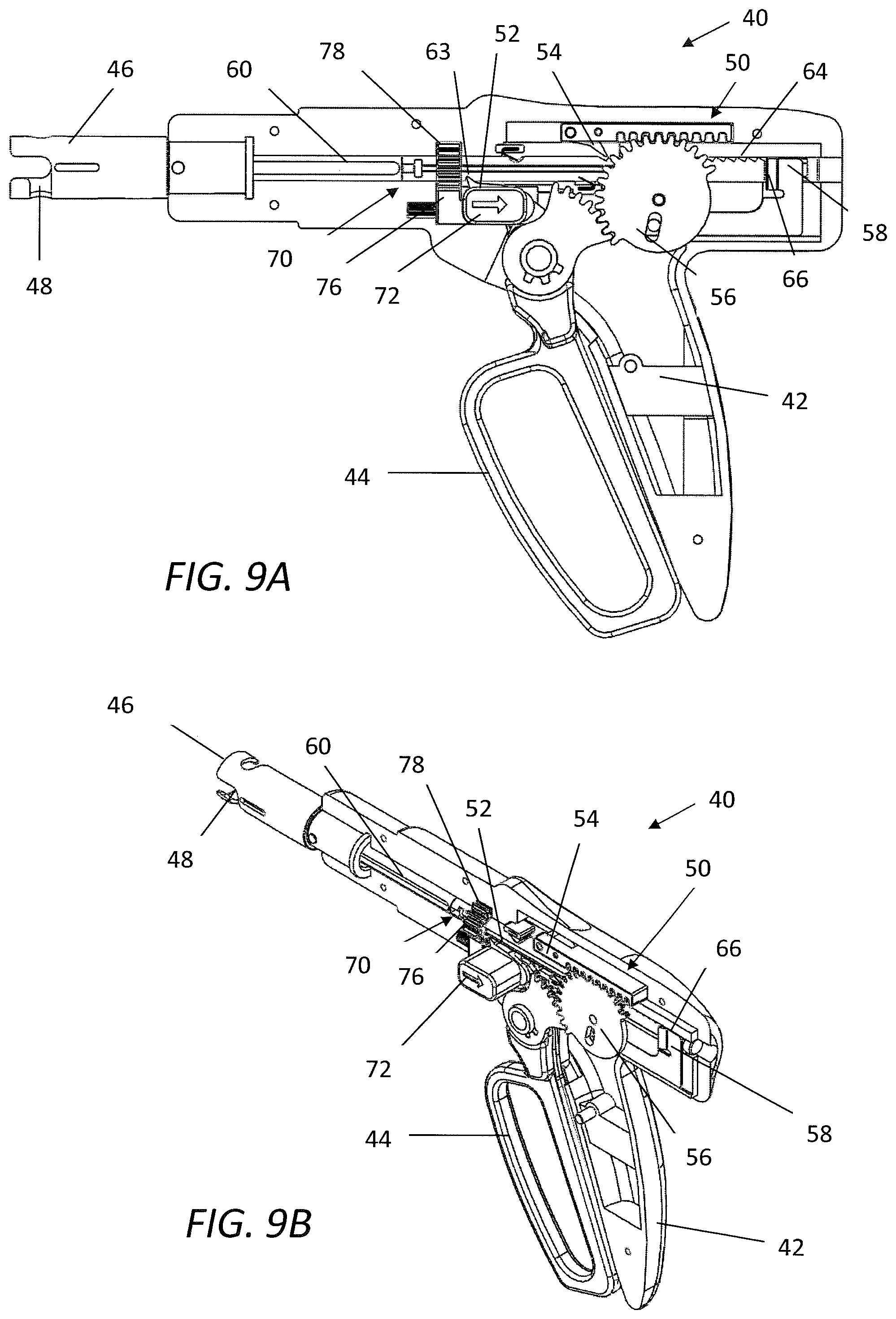 Patent US12496066 Figure 7 – Surgical stapler handle assembly having actuation mechanism with longitudinally rotatable shaft