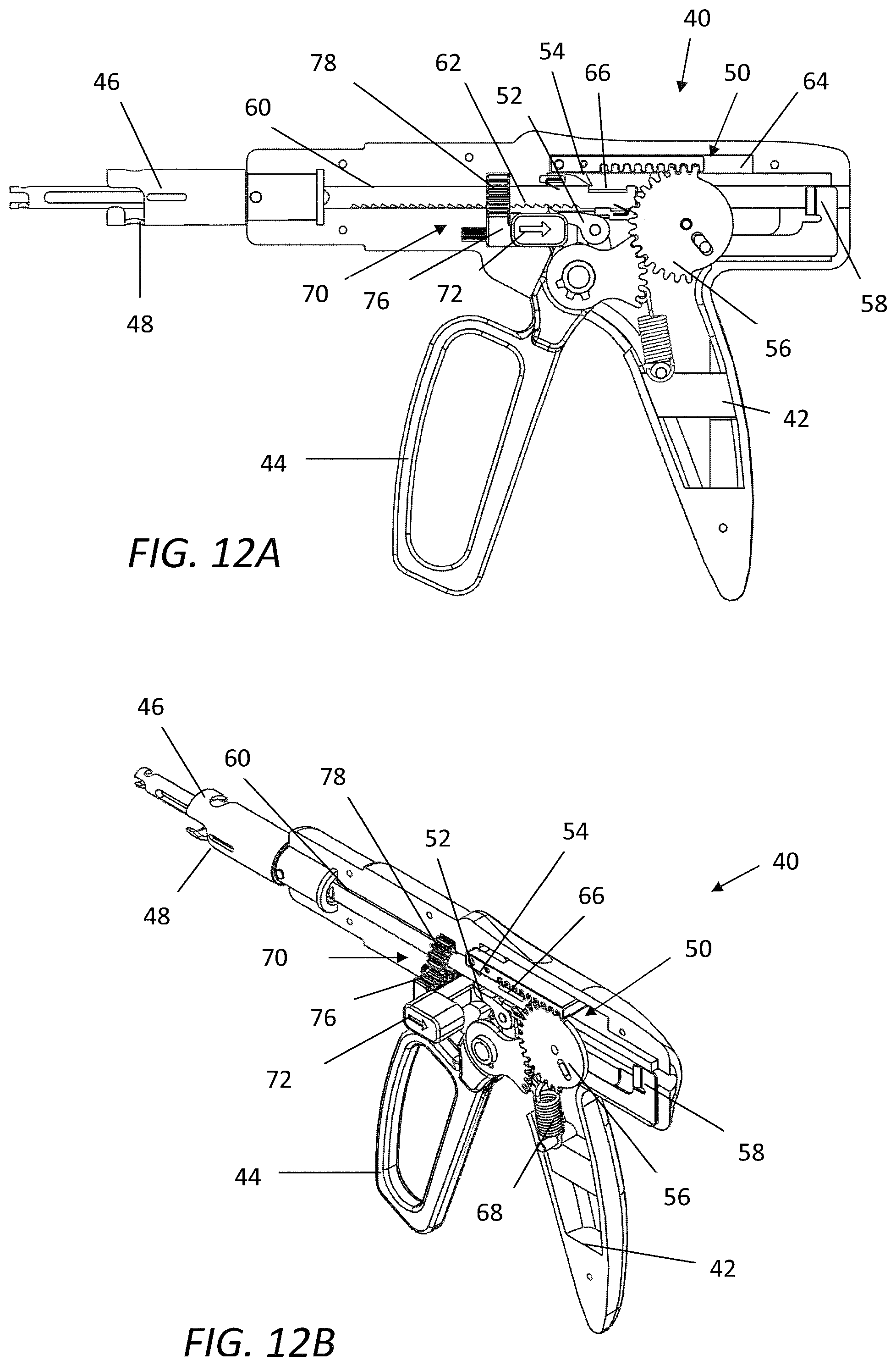Patent US12496066 Figure 10 – Surgical stapler handle assembly having actuation mechanism with longitudinally rotatable shaft