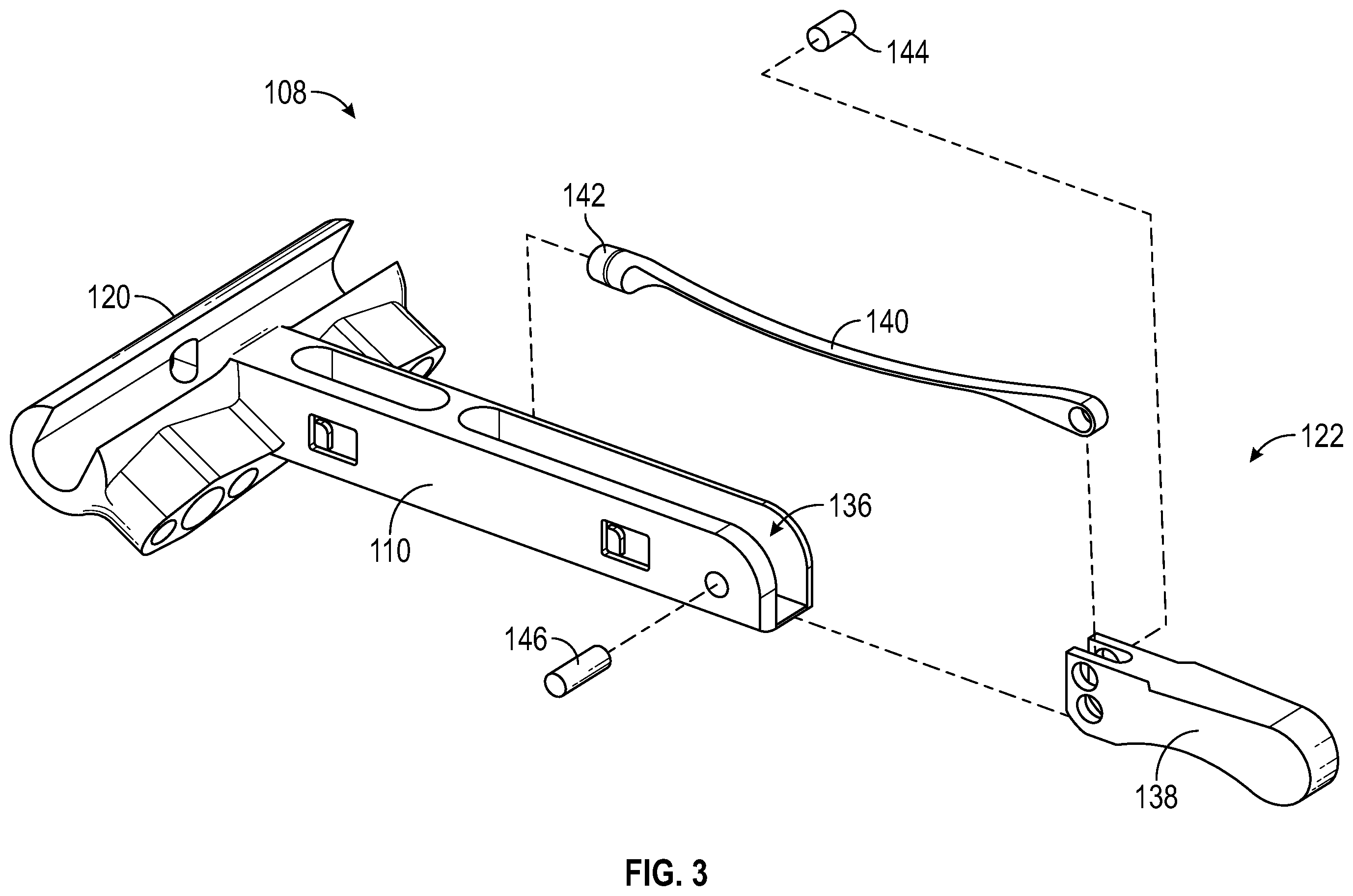 Patent US12496074 Figure 3 – Instruments and systems including a humeral cut guide assembly for an orthopedic shoulder replacement