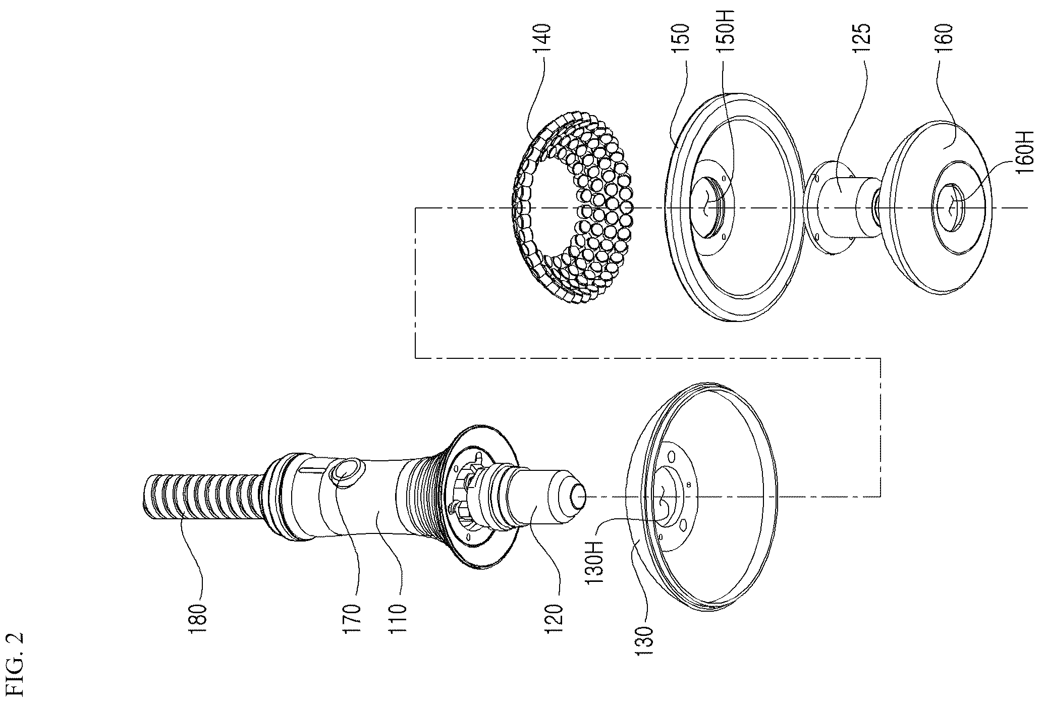Patent US12496082 Figure 2 – Multi-focal shockwave output handle unit for extracorporeal shockwave therapy device using multi-piezoelectric configuration